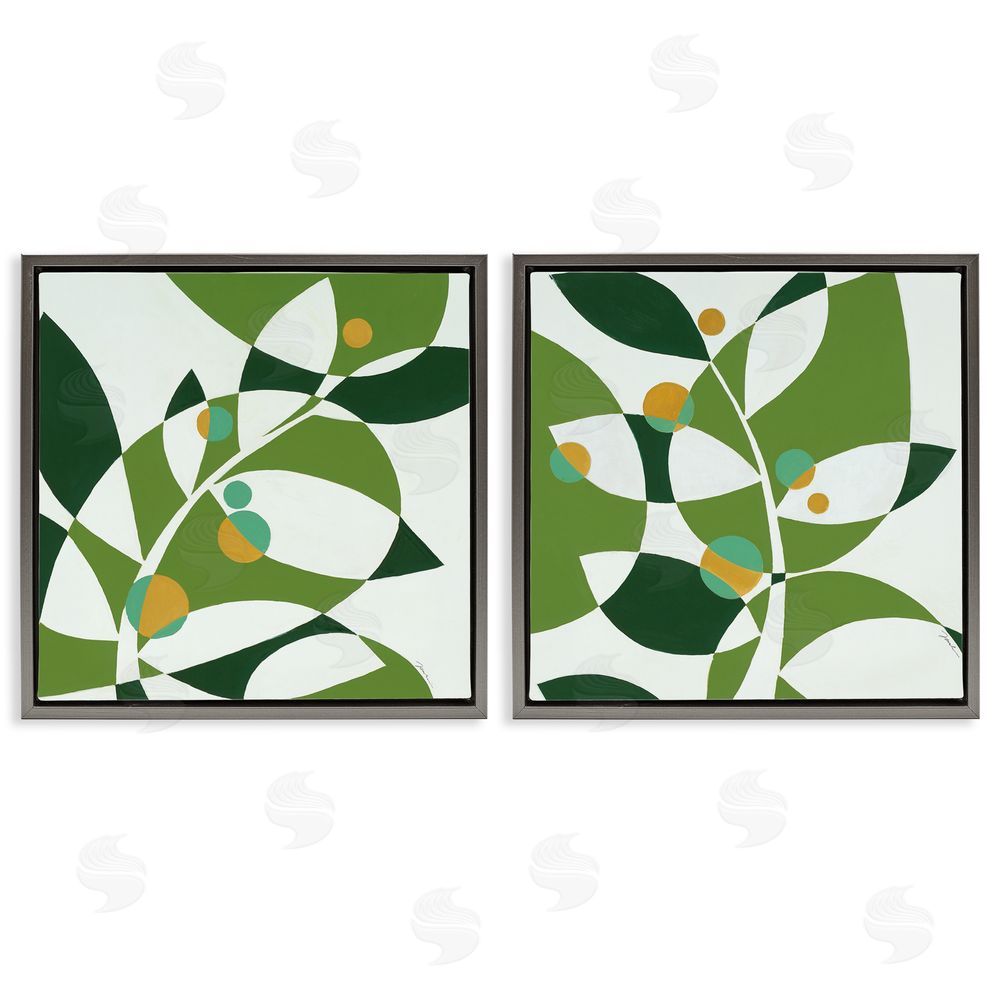 Liz Jardine Tropical Leaves Abstraction Gray Floating Frame Canvas Wall Art Print