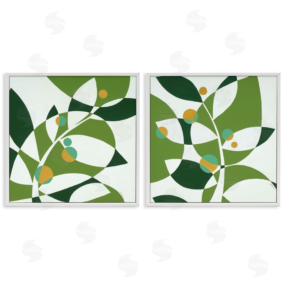 Liz Jardine Tropical Leaves Abstraction White Framed Giclee Wall Art Print