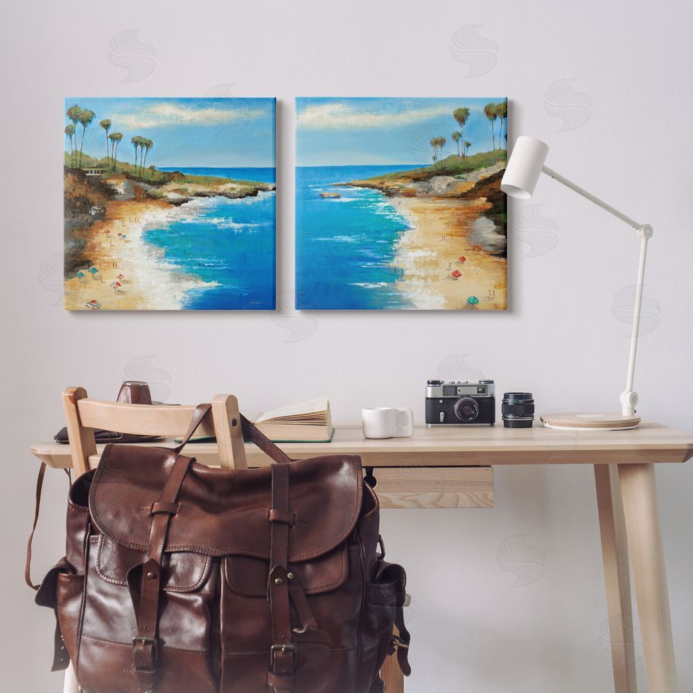 Liz Jardine Beach Cove Landscape Canvas Wall Art Print in Room