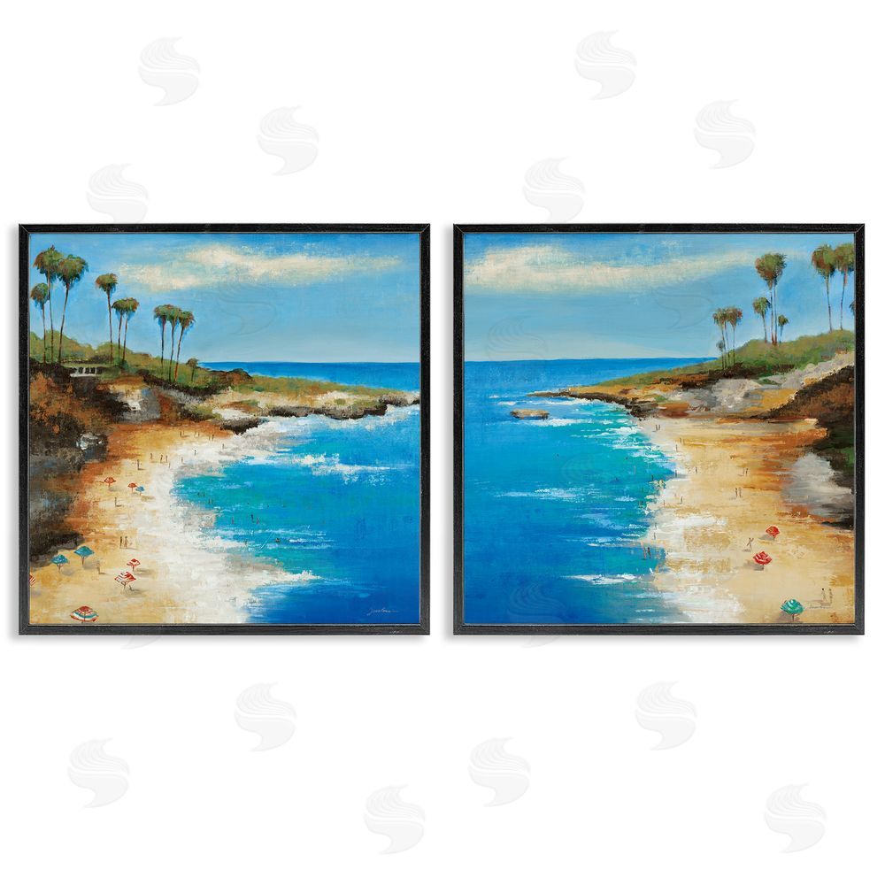 Liz Jardine Beach Cove Landscape Black Framed Giclee Wall Art Print