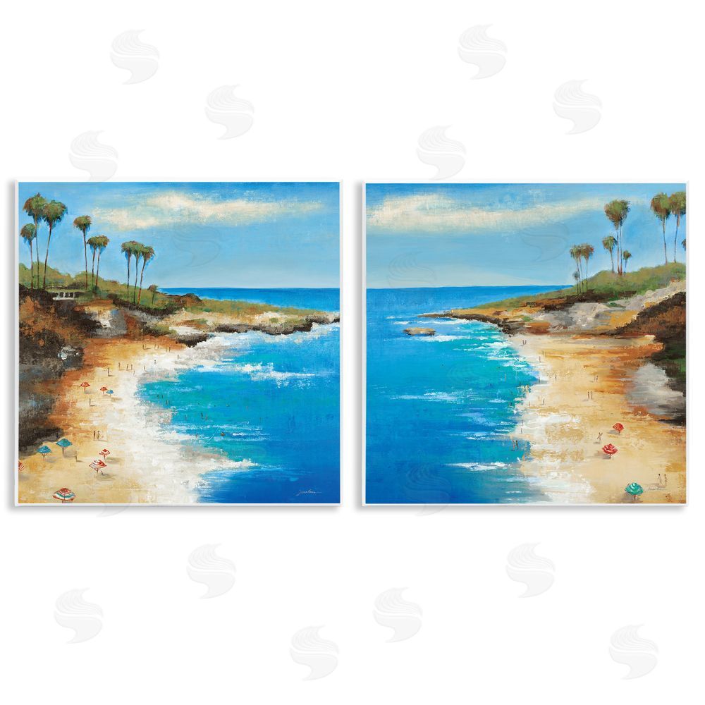 Liz Jardine Beach Cove Landscape Wooden Wall Plaque Art Print