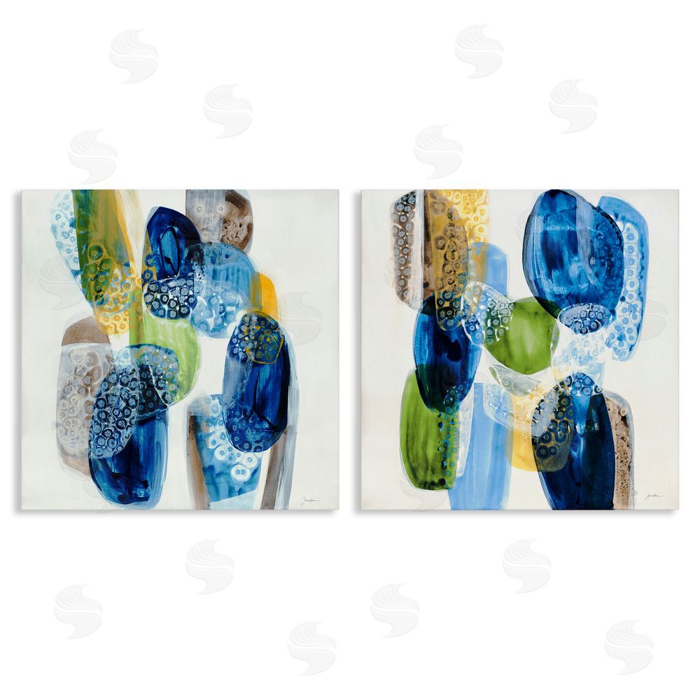 Liz Jardine Abstract Blue Pebbles Canvas Wall Art Print