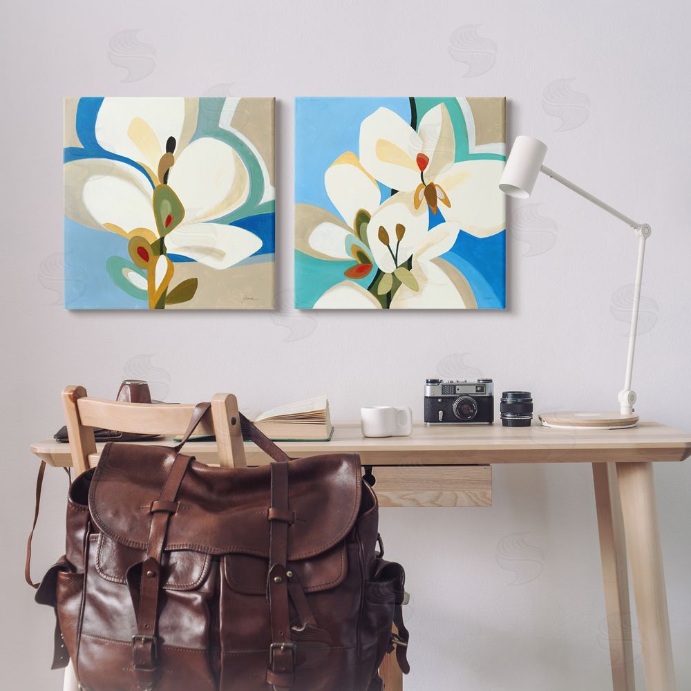 Liz Jardine Modern Flower Pattern Canvas Wall Art Print in Room