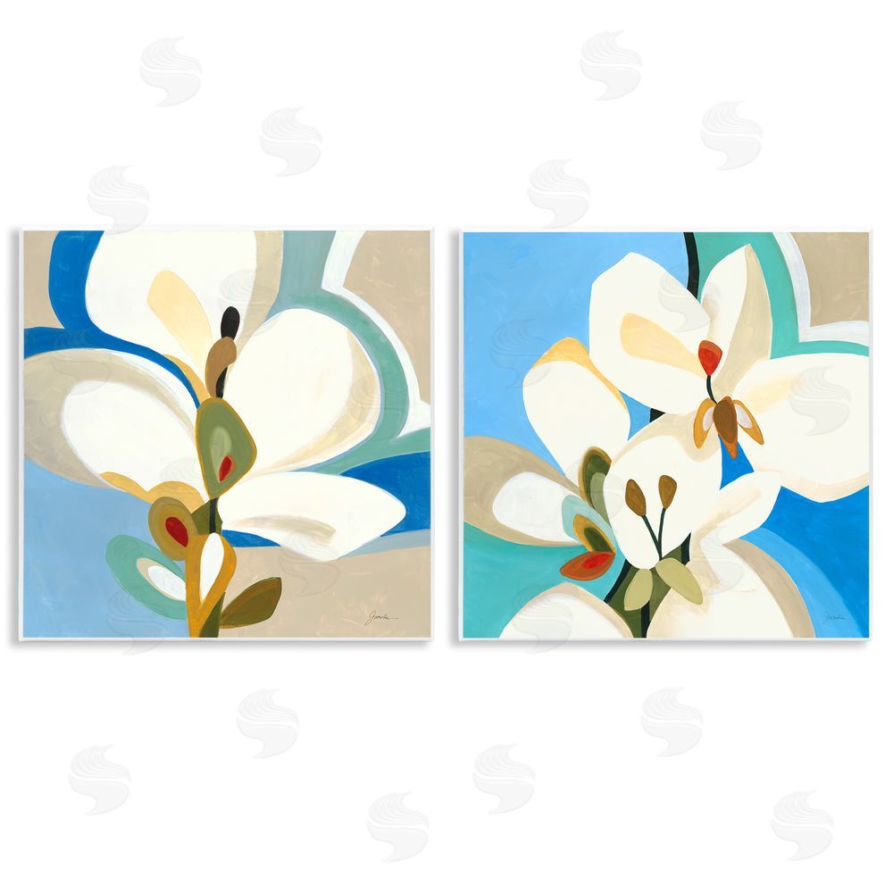 Liz Jardine Modern Flower Pattern Wooden Wall Plaque Art Print