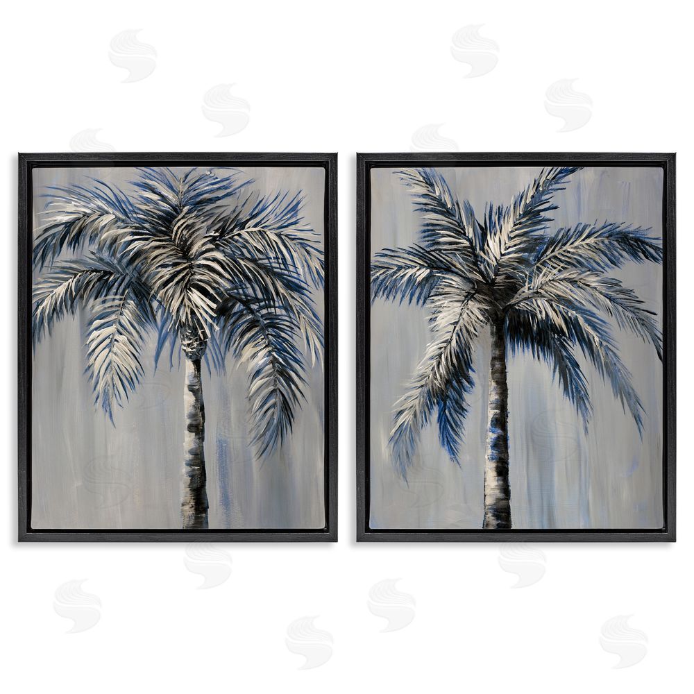 Nan Grey Modern Palm Trees Black Floating Frame Canvas Wall Art Print
