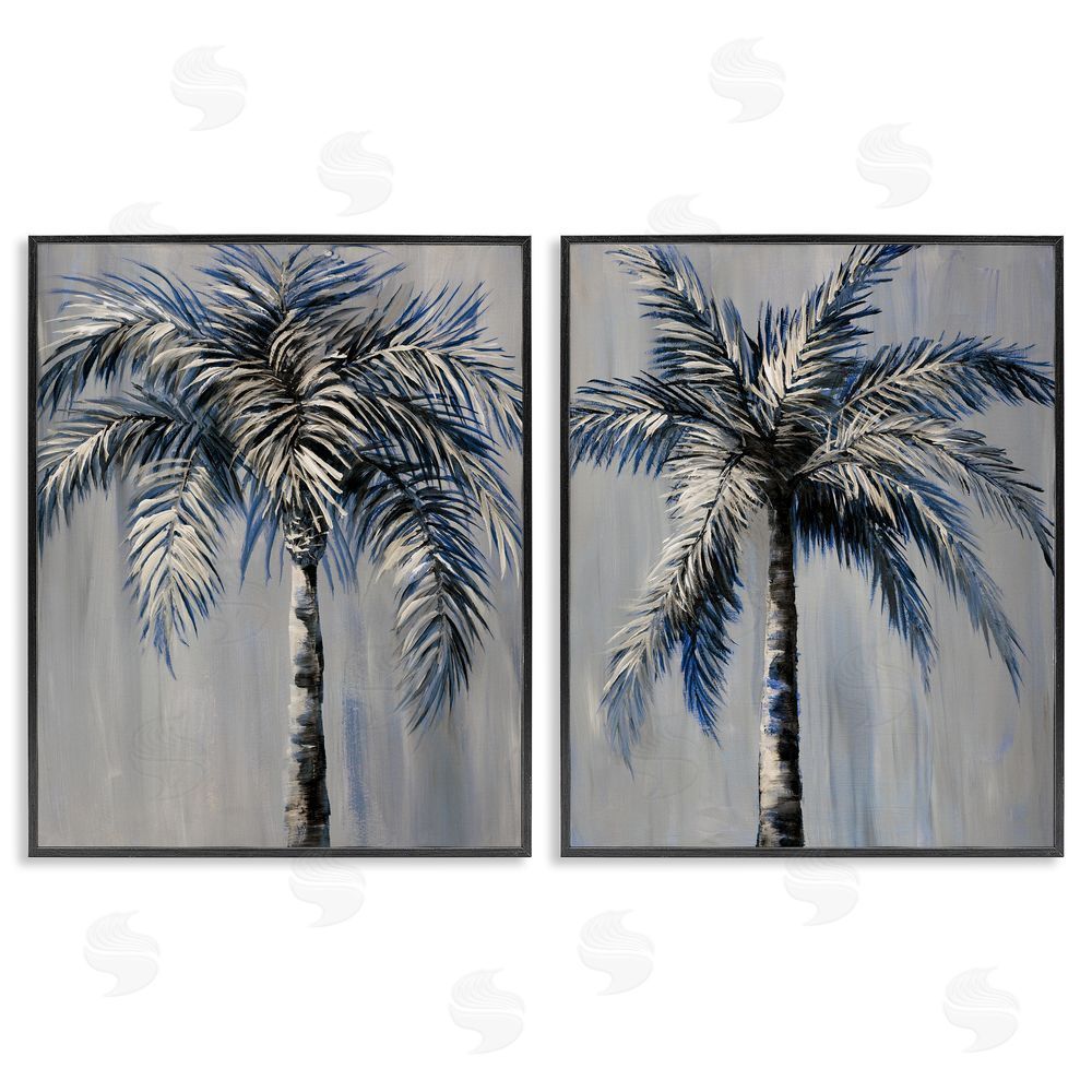 Nan Grey Modern Palm Trees Black Framed Giclee Wall Art Print