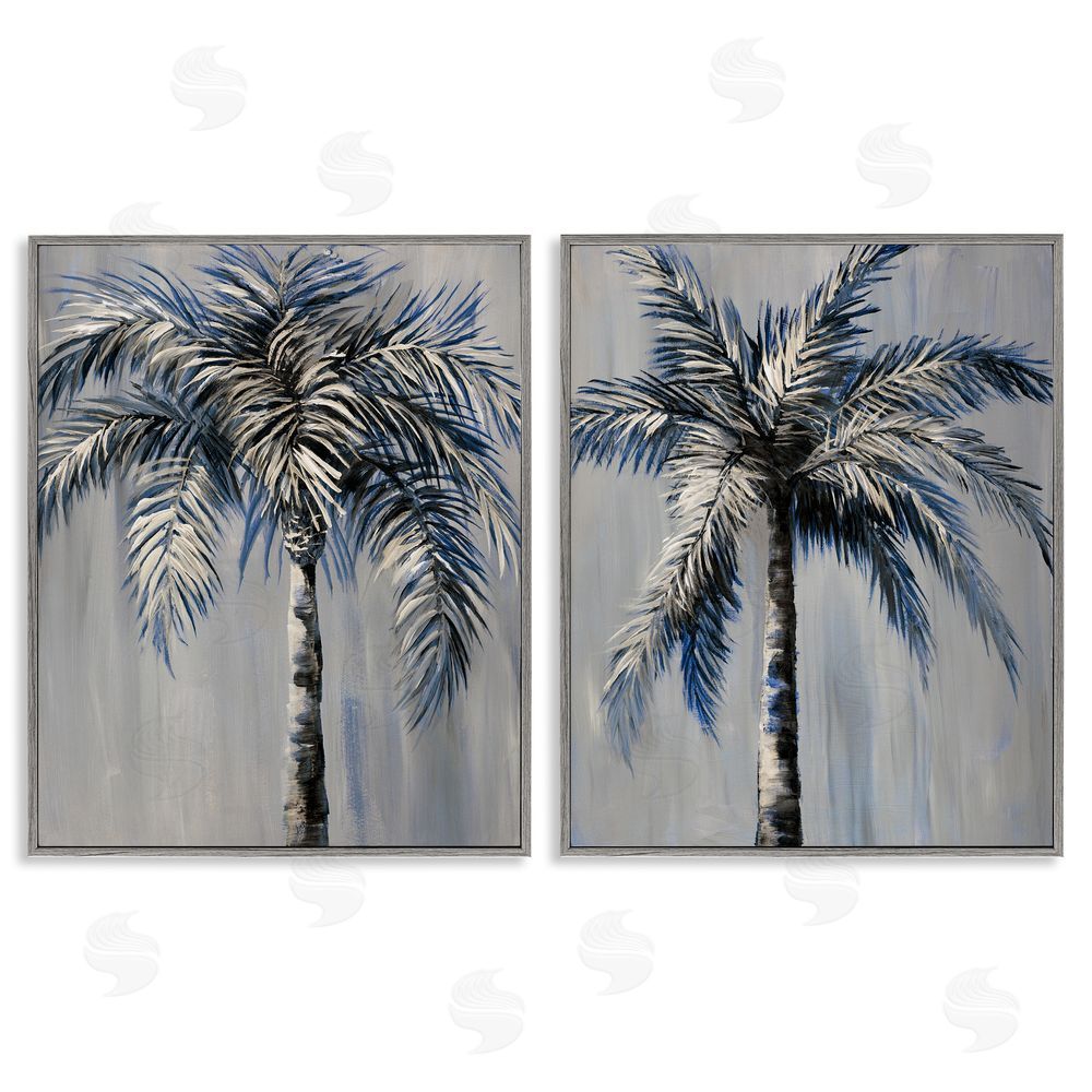 Nan Grey Modern Palm Trees Gray Framed Giclee Wall Art Print