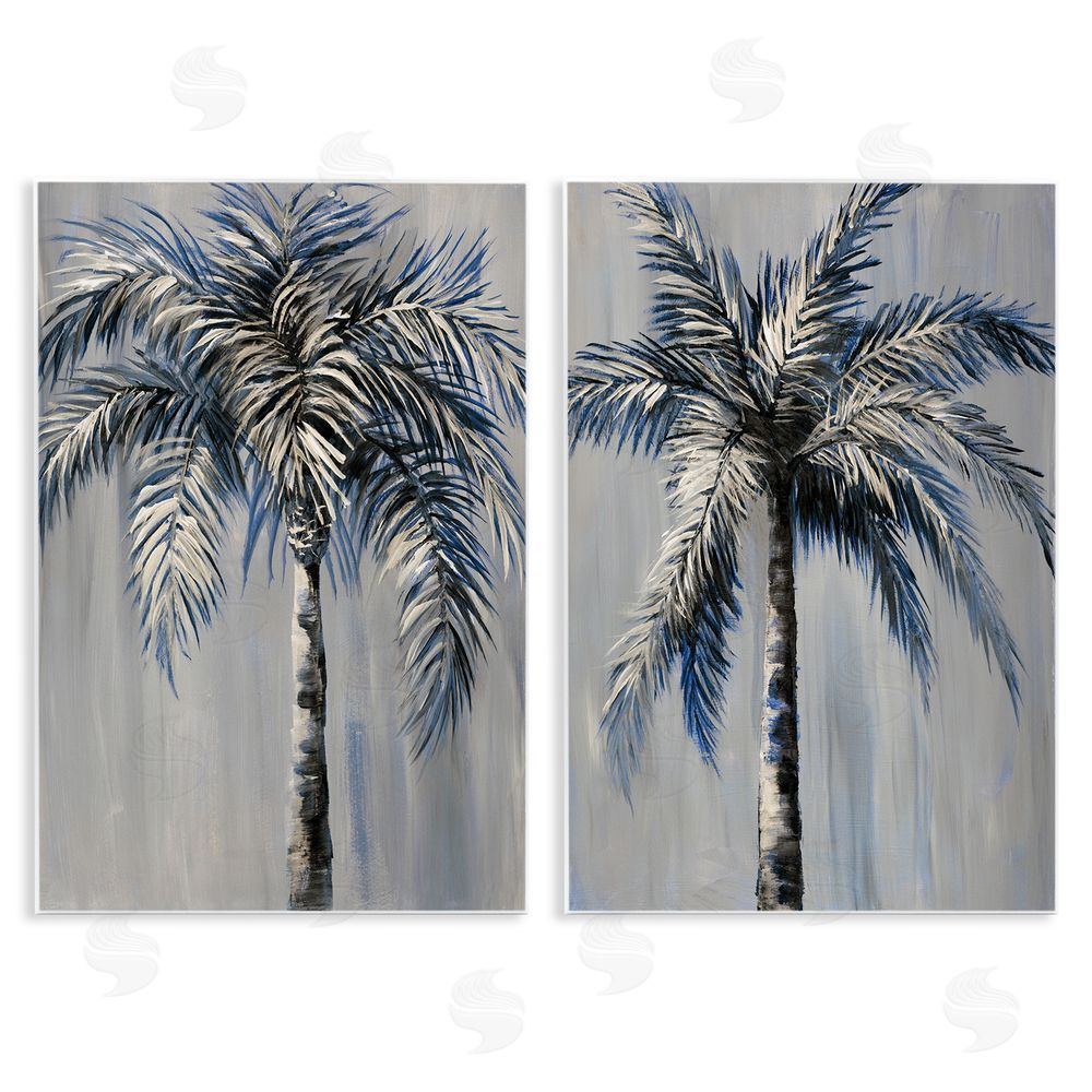 Nan Grey Modern Palm Trees Wooden Wall Plaque Art Print