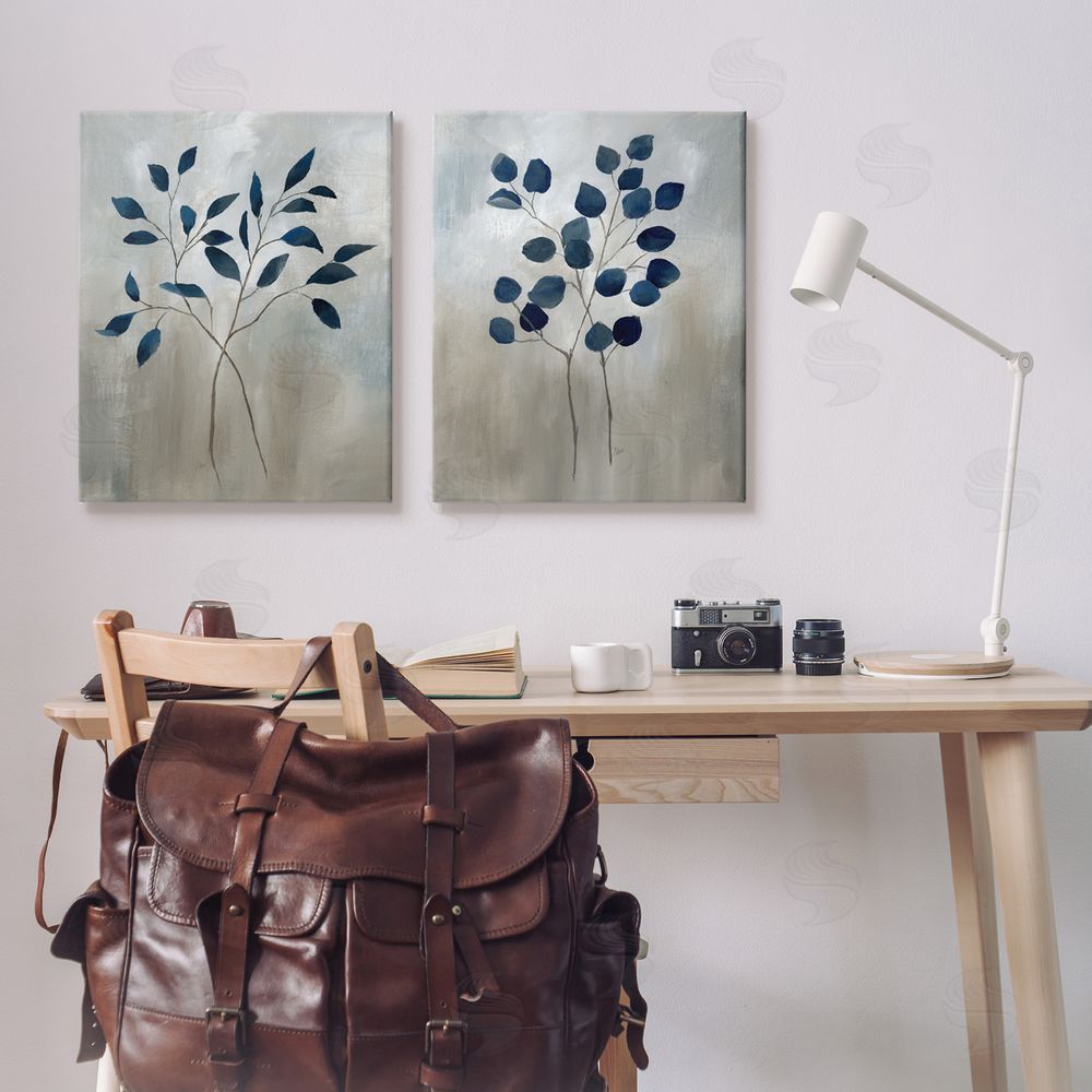 Nan Grey Botanical Sprigs Canvas Wall Art Print in Room