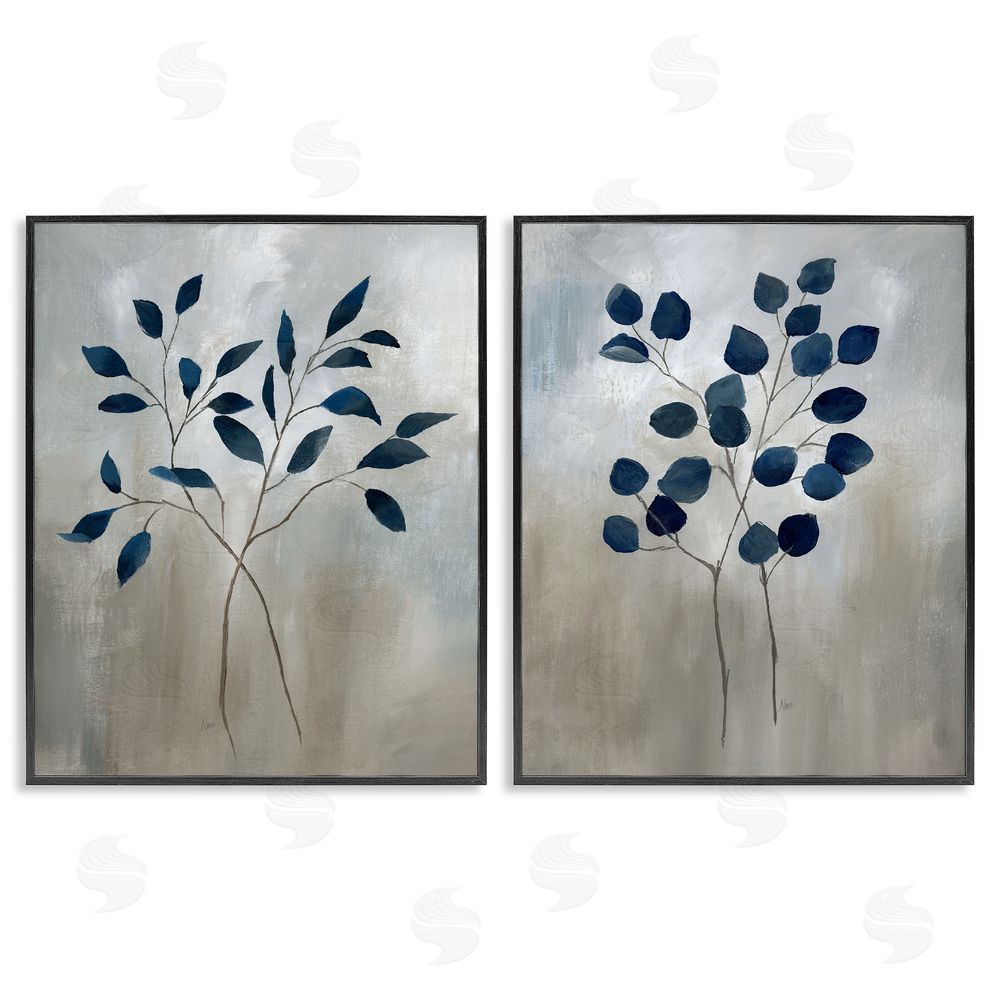 Nan Grey Botanical Sprigs Black Framed Giclee Wall Art Print