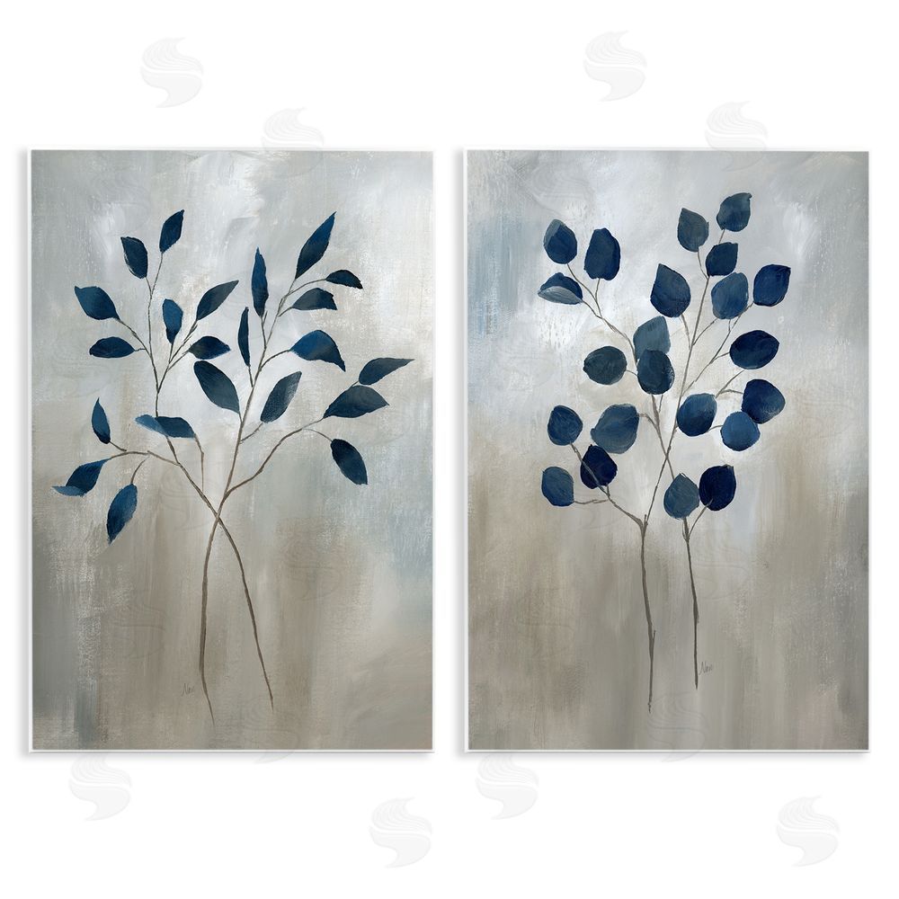 Nan Grey Botanical Sprigs Wooden Wall Plaque Art Print