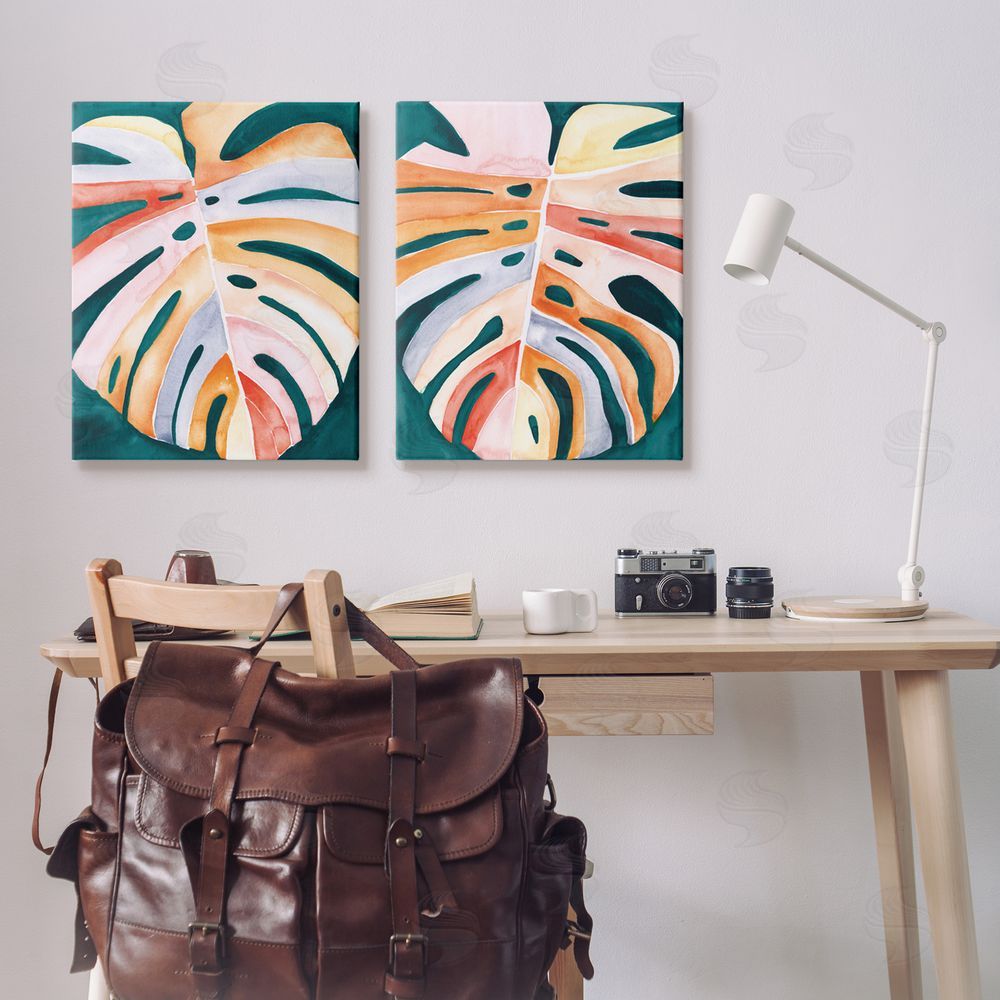 Jennifer Paxton Parker Tropical Monstera Leaves Canvas Wall Art Print in Room