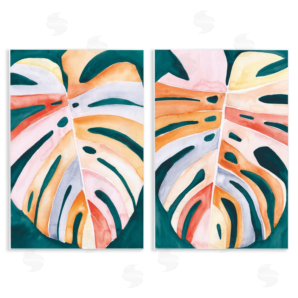 Jennifer Paxton Parker Tropical Monstera Leaves Wooden Wall Plaque Art Print