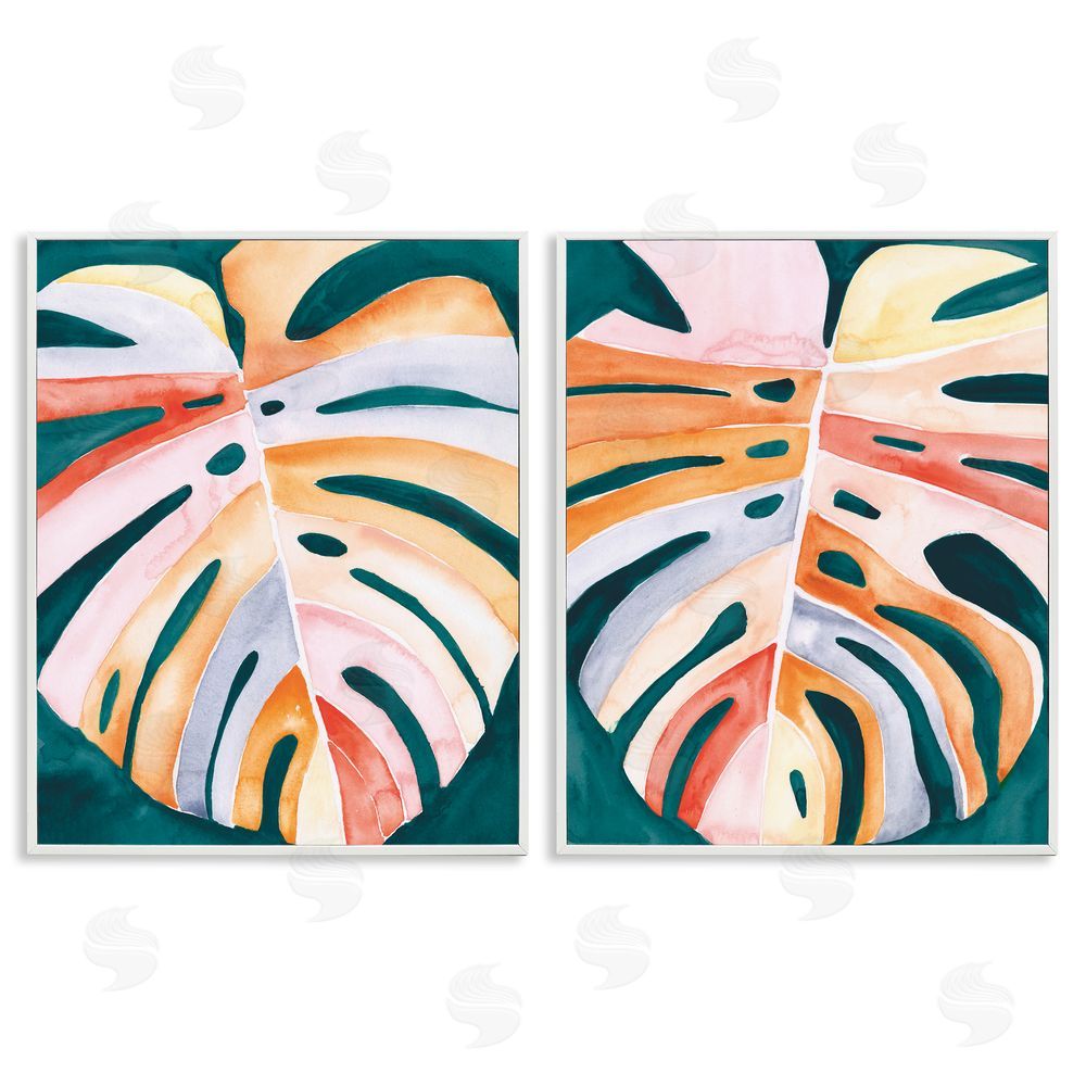 Jennifer Paxton Parker Tropical Monstera Leaves White Framed Giclee Wall Art Print