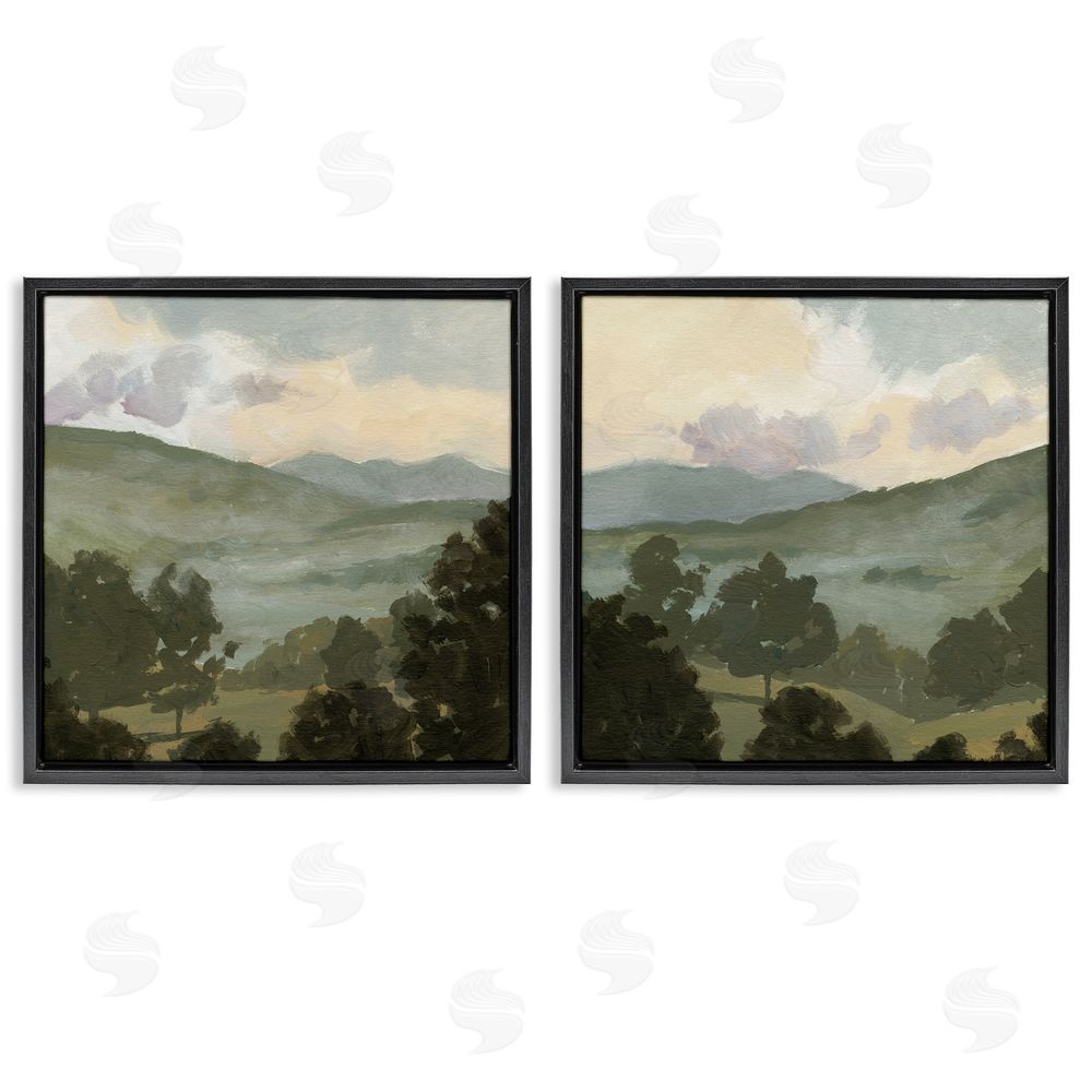 Victoria Barnes Rural Hills Landscape Black Floating Frame Canvas Wall Art Print