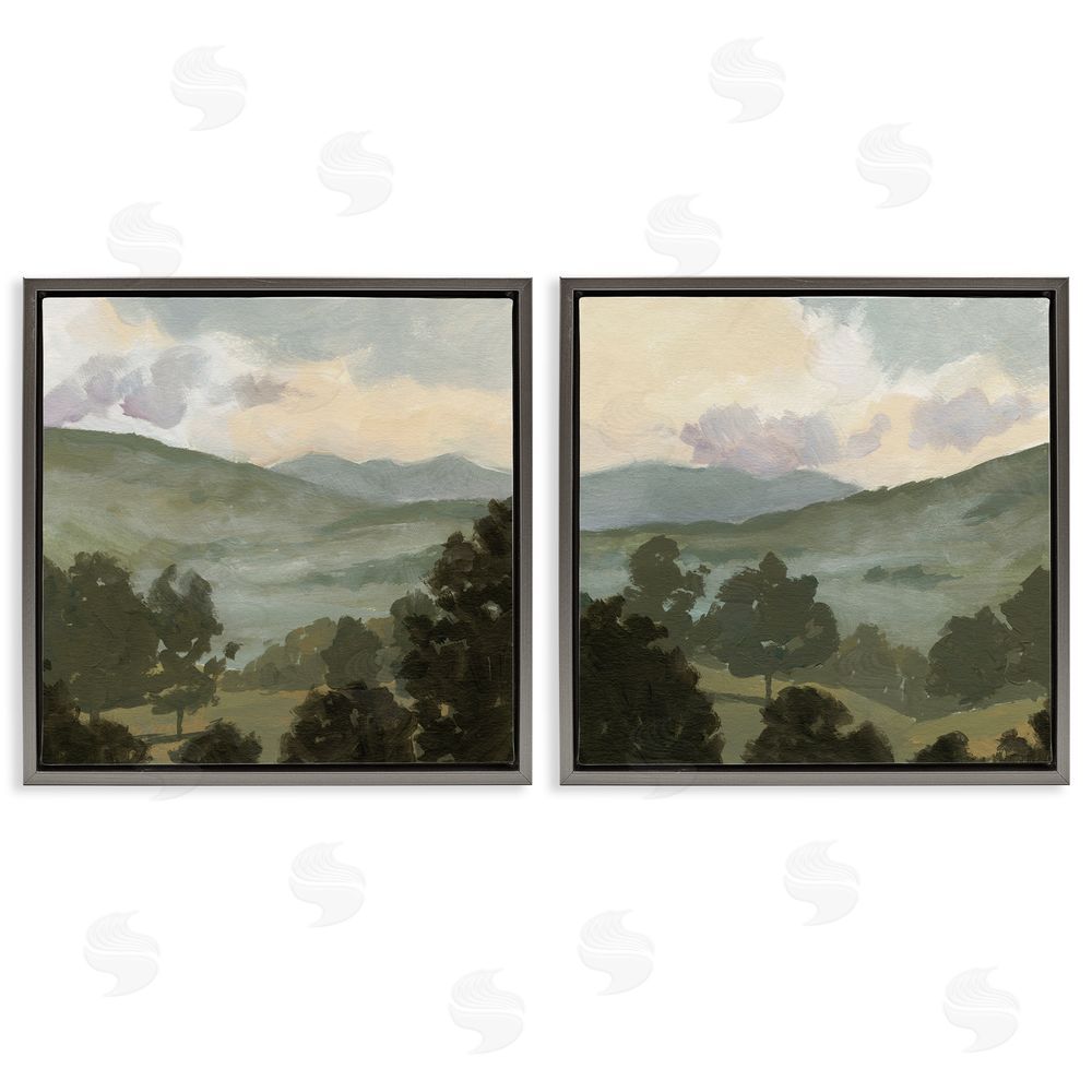 Victoria Barnes Rural Hills Landscape Gray Floating Frame Canvas Wall Art Print