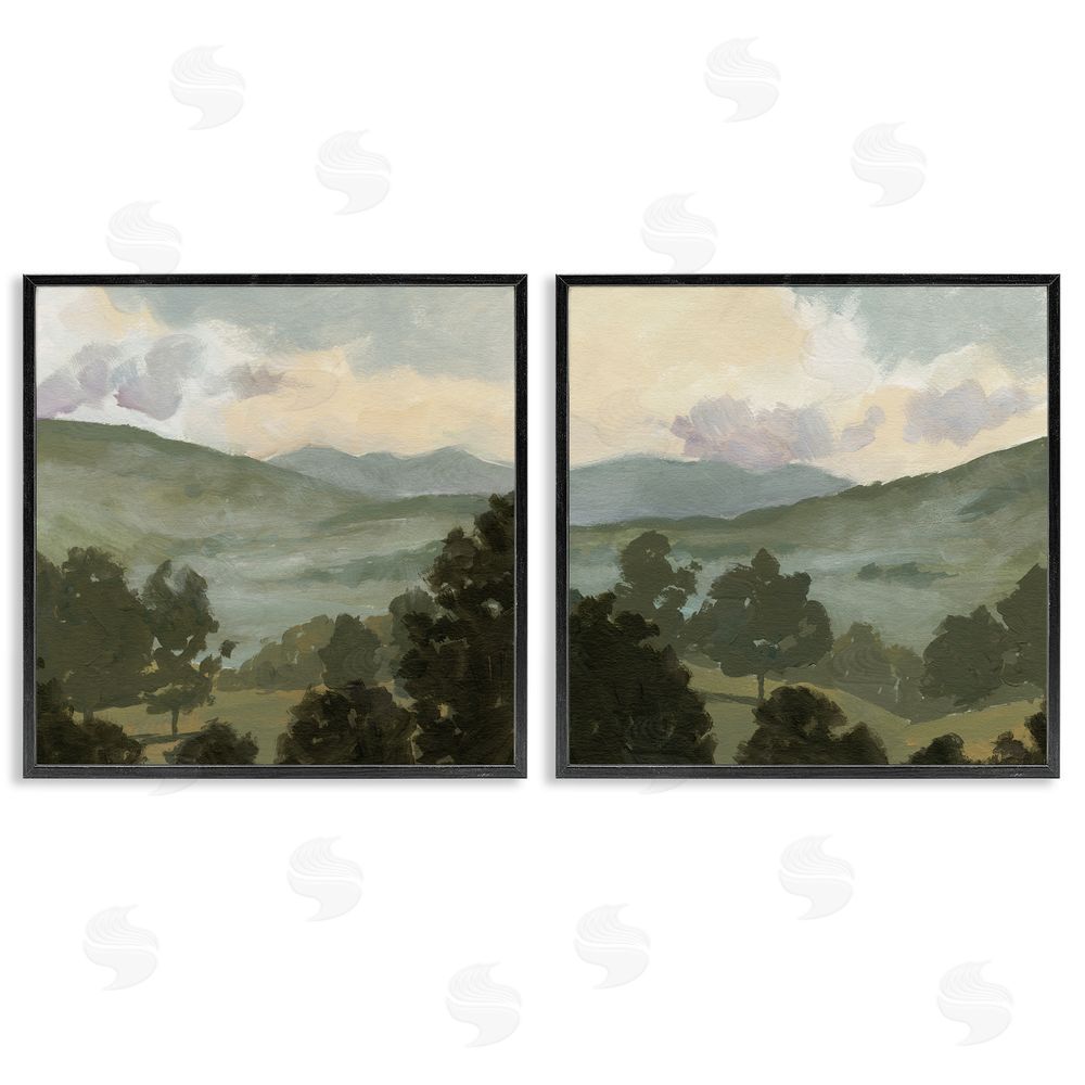 Victoria Barnes Rural Hills Landscape Black Framed Giclee Wall Art Print
