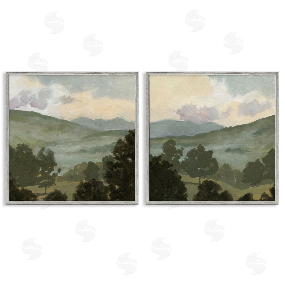 Victoria Barnes Rural Hills Landscape Gray Framed Giclee Wall Art Print