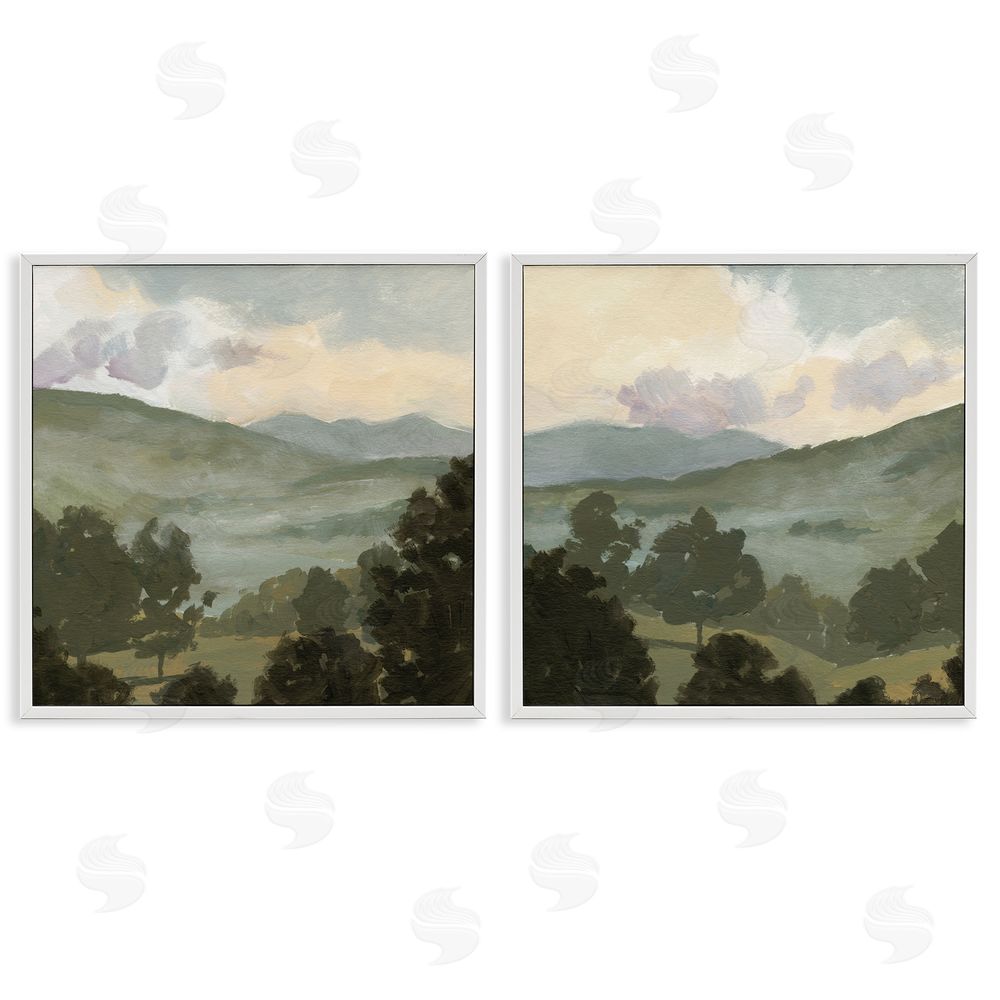 Victoria Barnes Rural Hills Landscape White Framed Giclee Wall Art Print