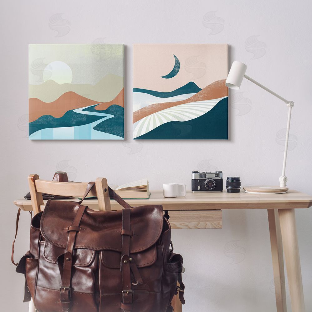 Arctic Frame Abstract Day & Night Landscape Canvas Wall Art Print in Room