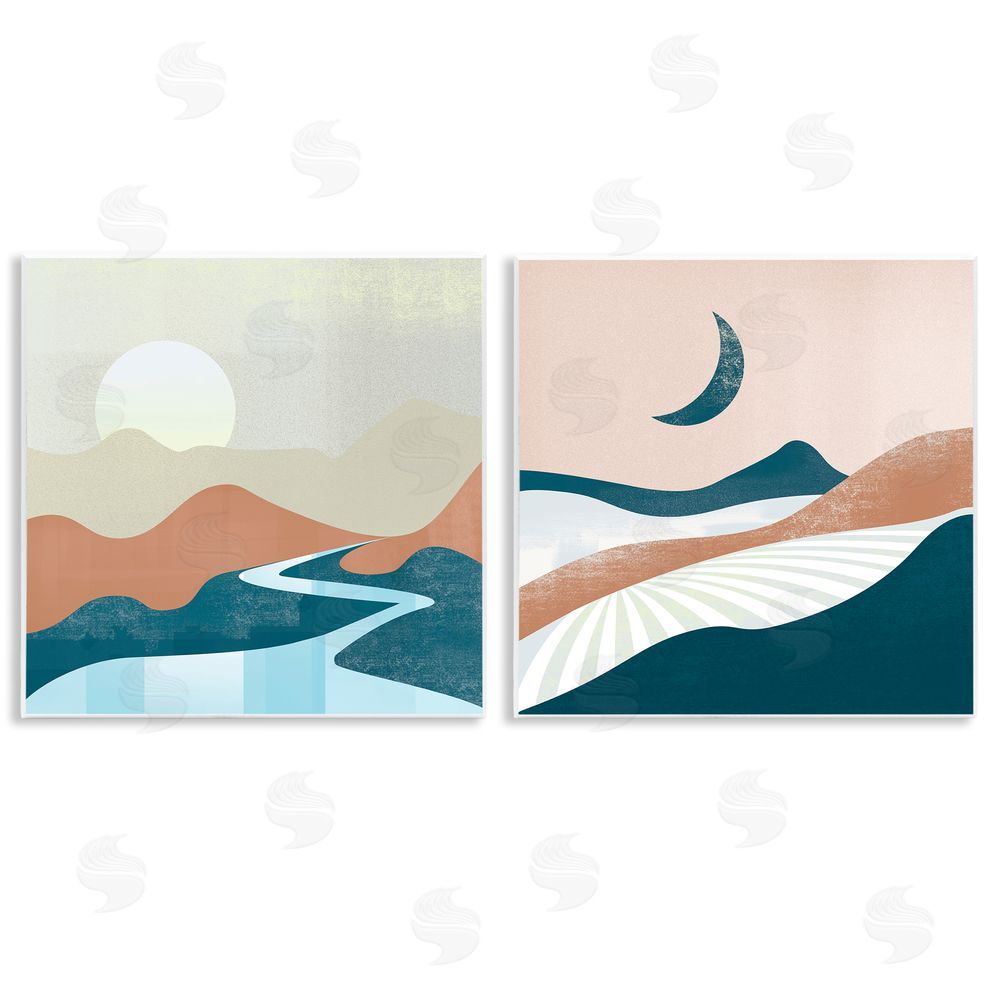 Arctic Frame Abstract Day & Night Landscape Wooden Wall Plaque Art Print