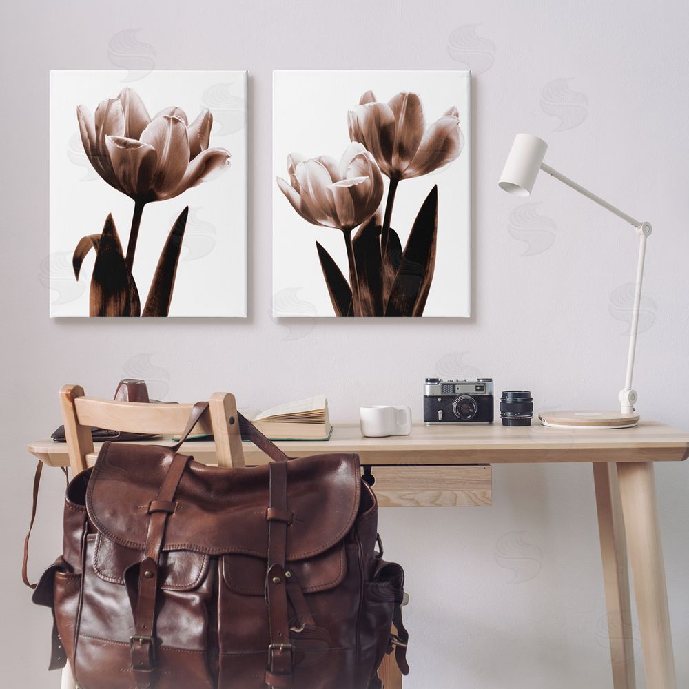 Caroline Kelly Modern Tulip Silhouettes Canvas Wall Art Print in Room
