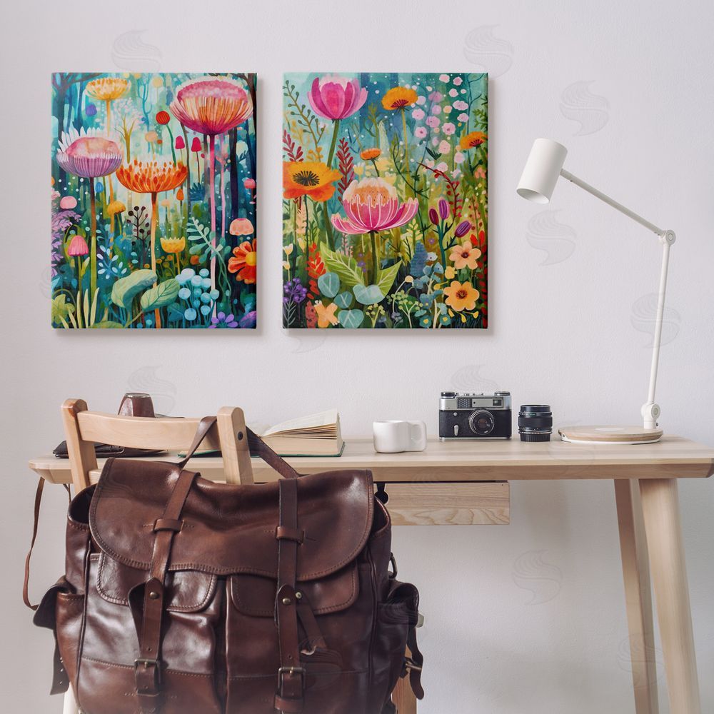 LSR Design Studio Whimsical Gardens Landscape Canvas Wall Art Print in Room