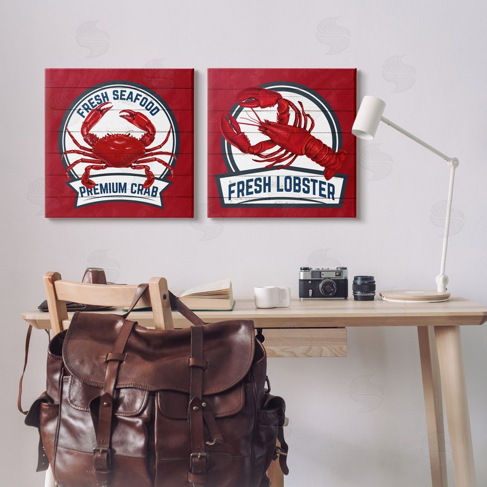 Kim Allen Fresh Crab & Lobster Canvas Wall Art Print in Room