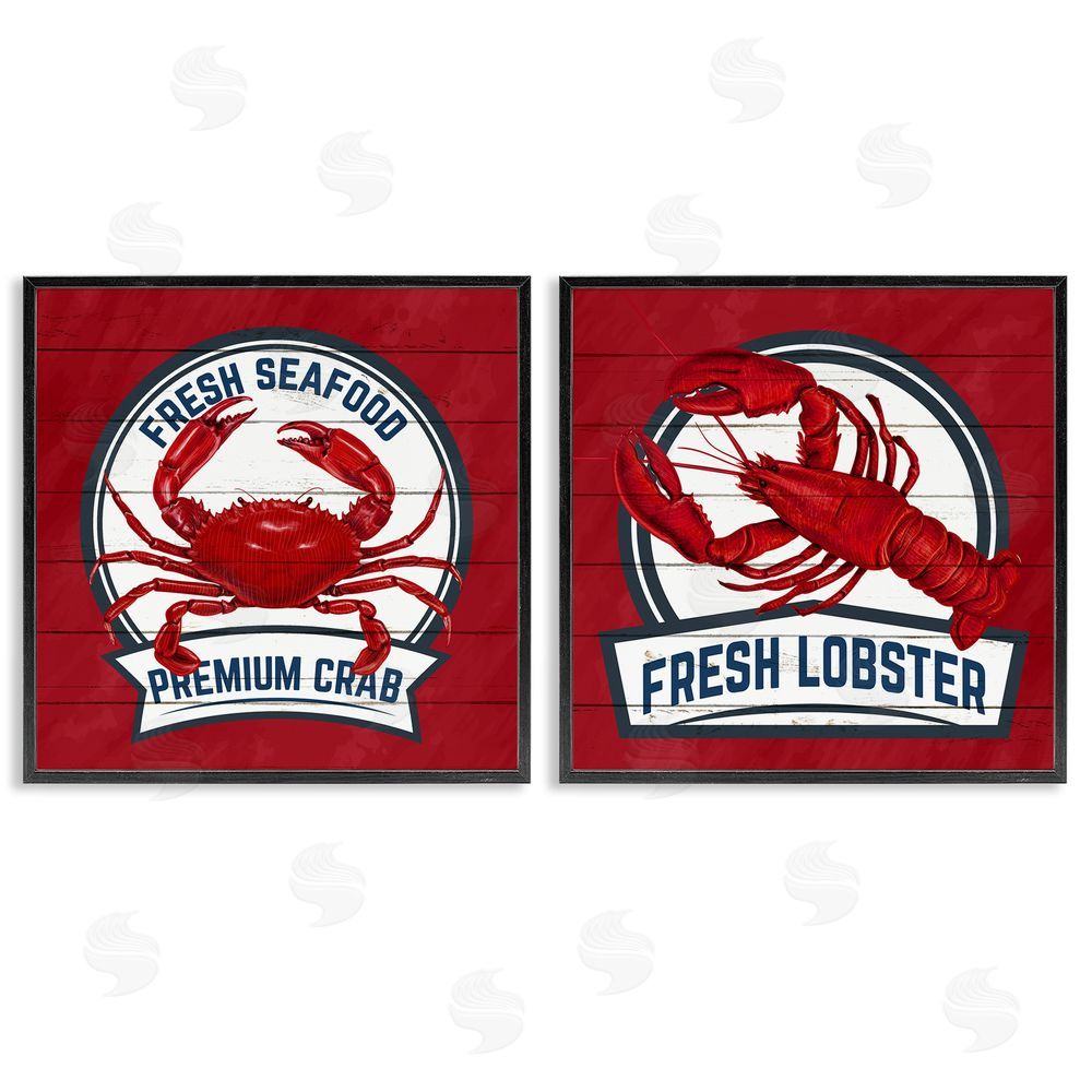 Kim Allen Fresh Crab & Lobster Black Framed Giclee Wall Art Print