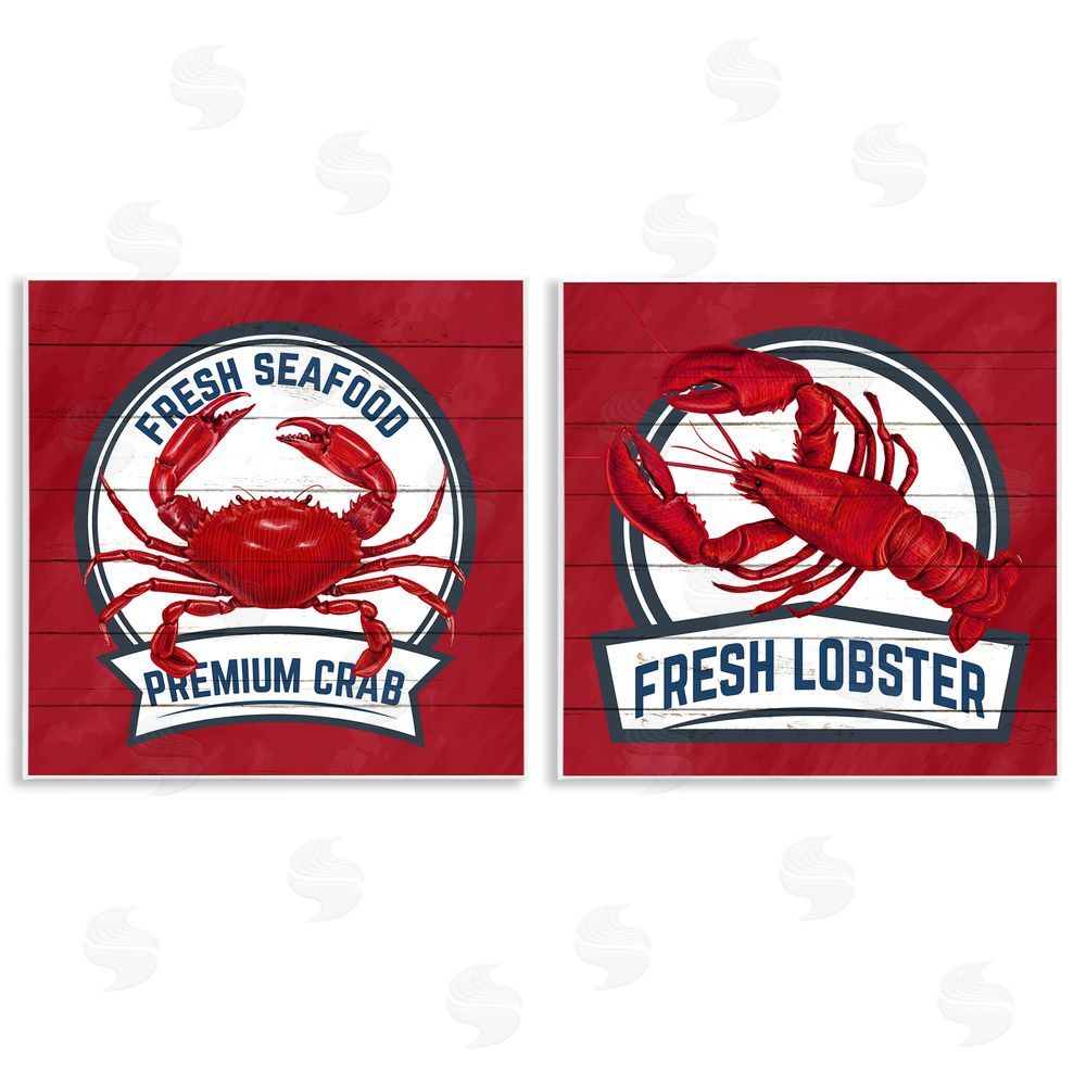 Kim Allen Fresh Crab & Lobster Wooden Wall Plaque Art Print