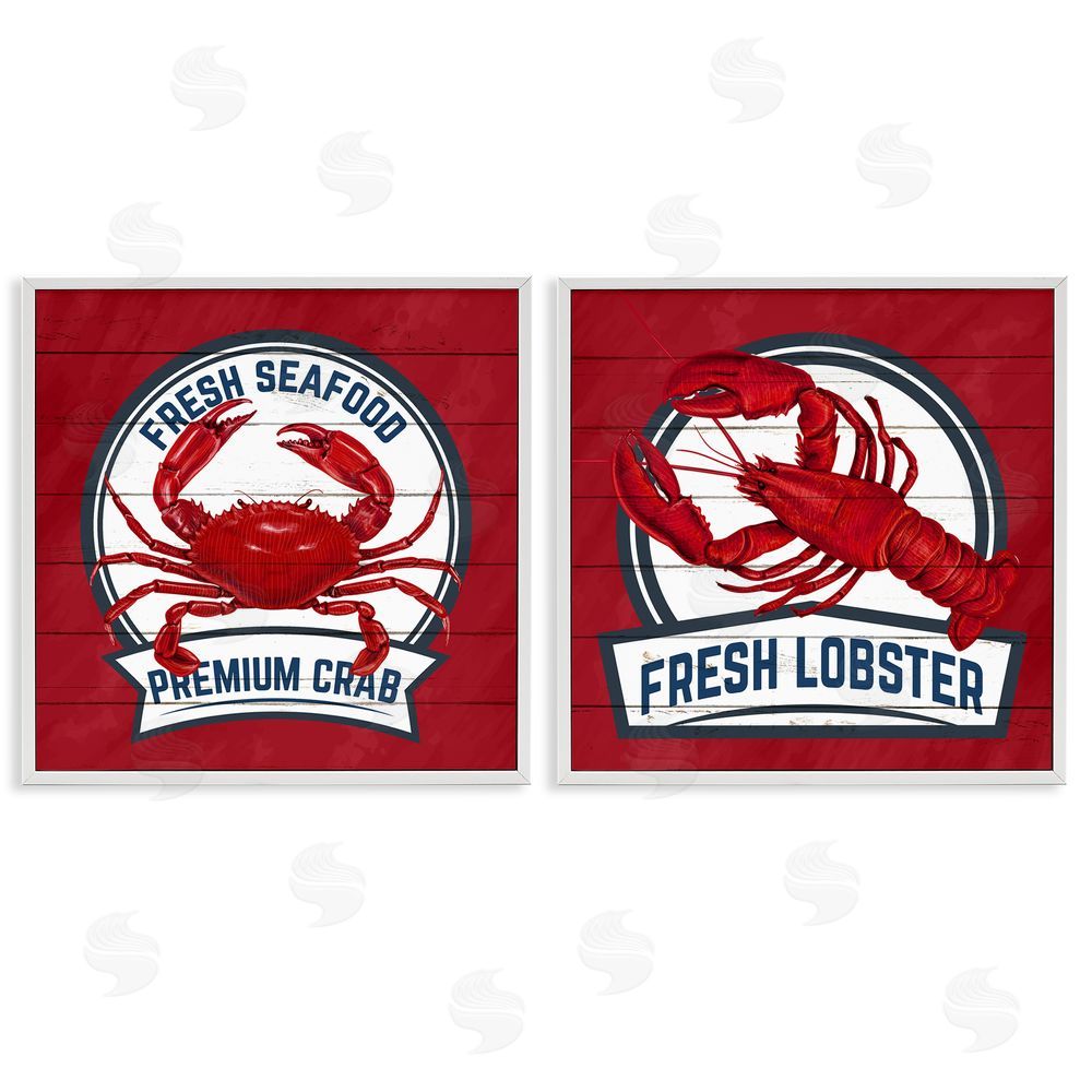 Kim Allen Fresh Crab & Lobster White Framed Giclee Wall Art Print