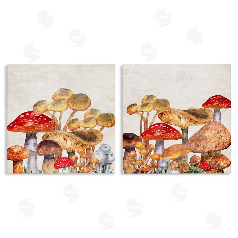 Kim Allen Various Cottage Mushrooms Canvas Wall Art Print