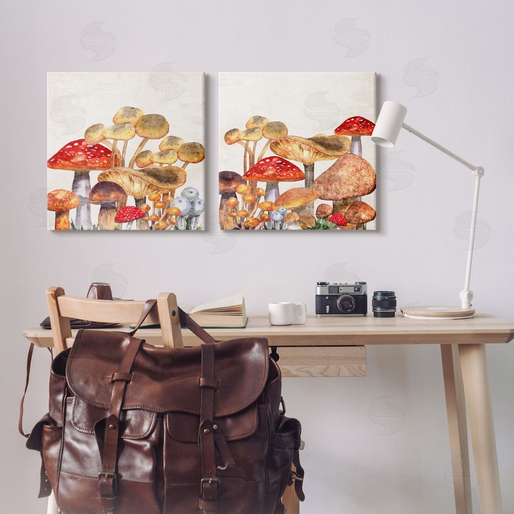 Kim Allen Various Cottage Mushrooms Canvas Wall Art Print in Room