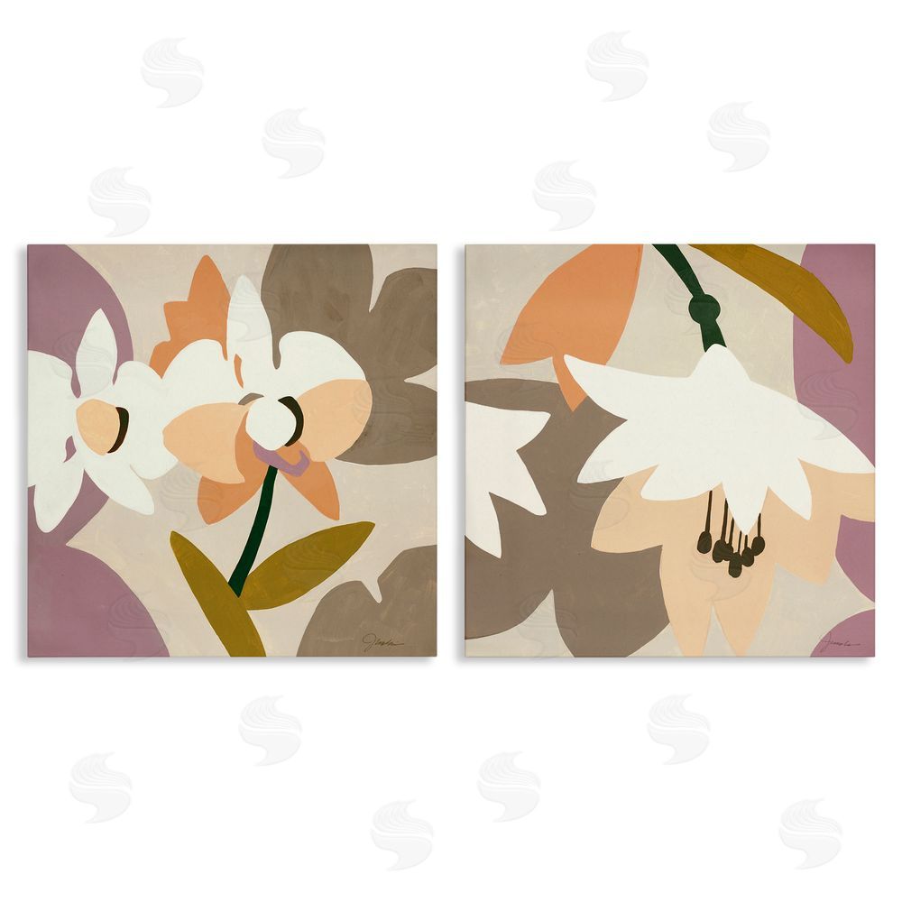 Liz Jardine Modern Geometric Orchids Canvas Wall Art Print