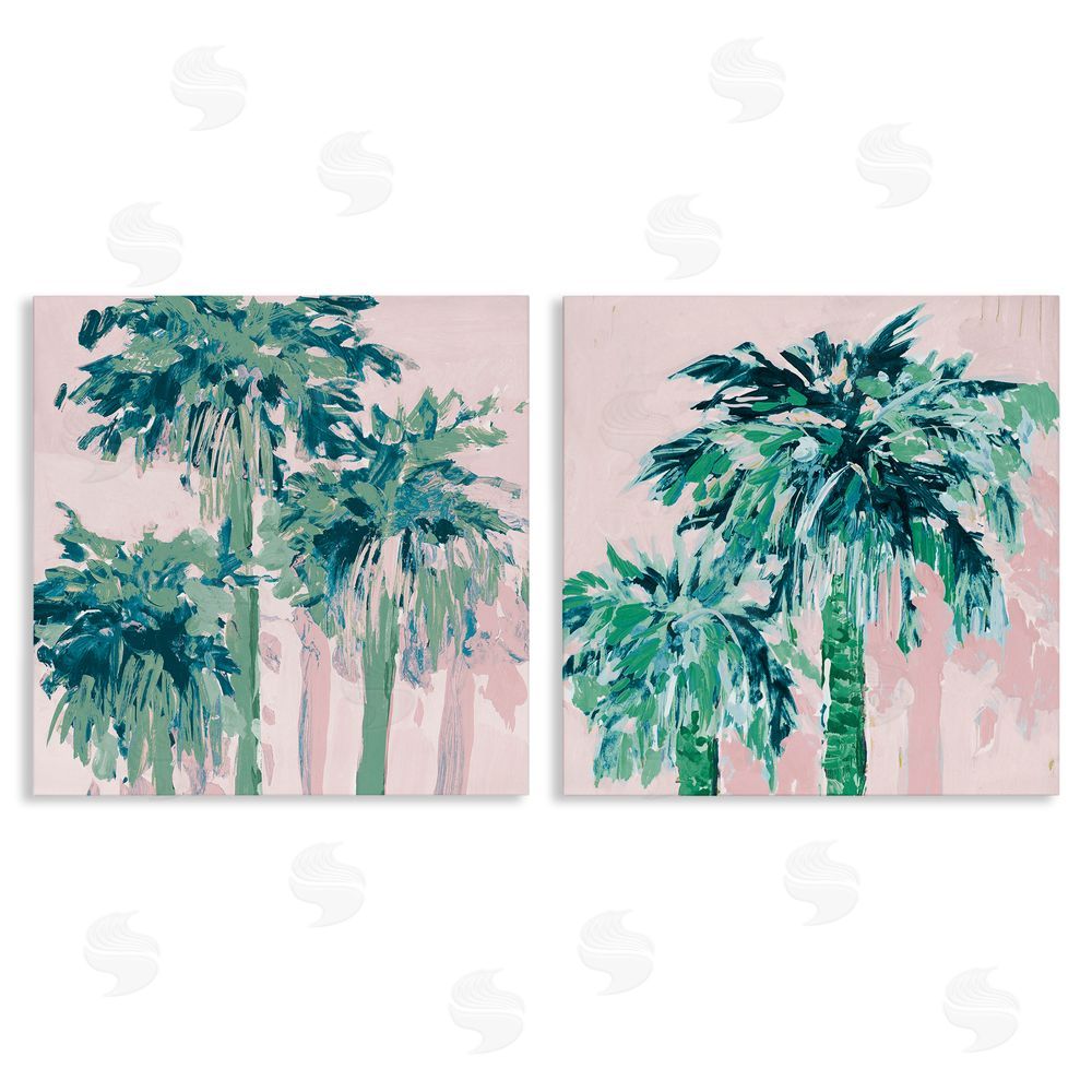 Jane Slivka Abstract Palms on Pink Canvas Wall Art Print