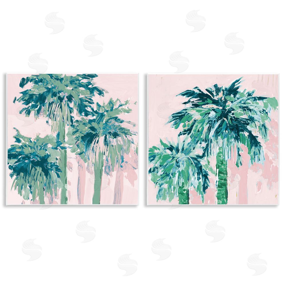 Jane Slivka Abstract Palms on Pink Wooden Wall Plaque Art Print