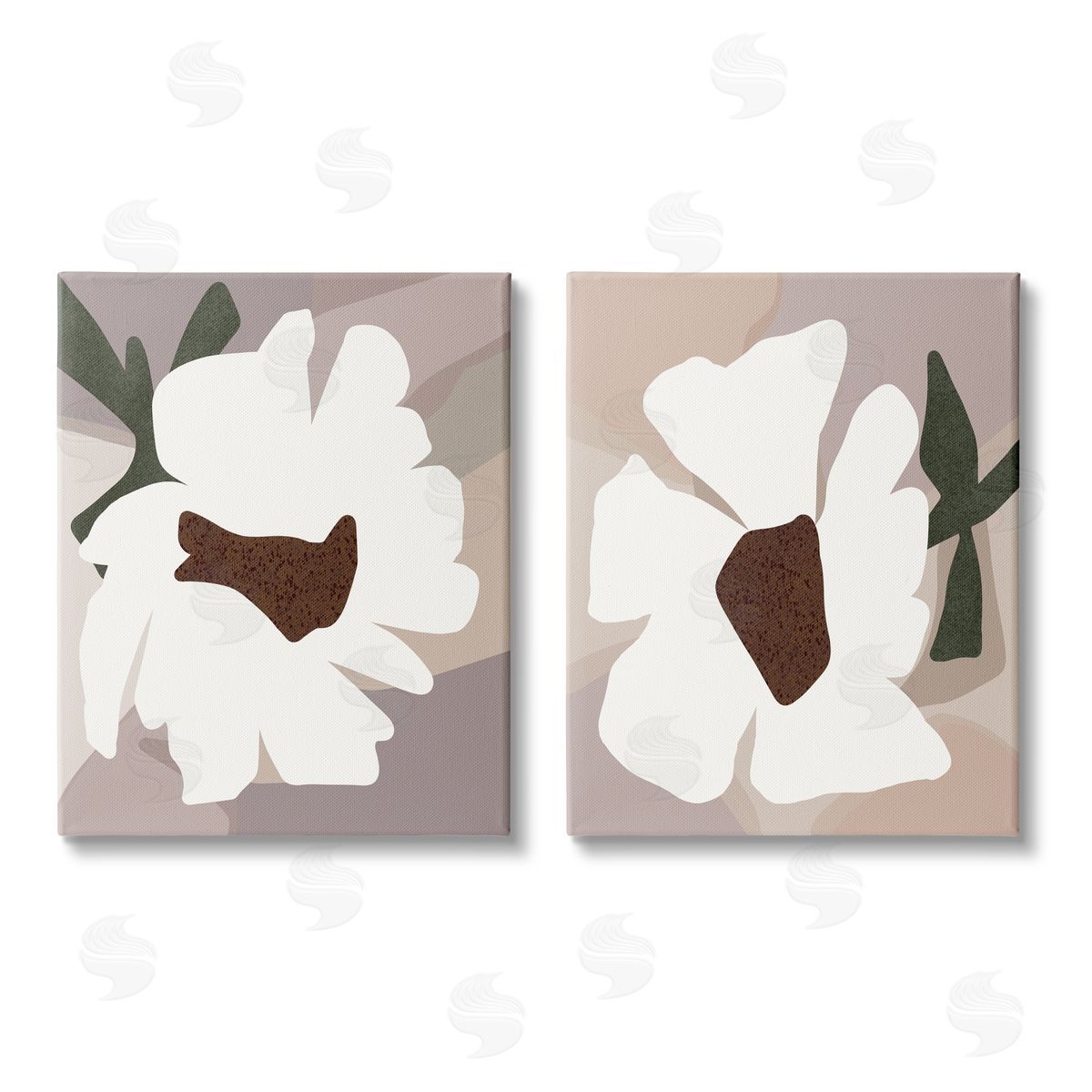 Regina Moore Abstract White Daisies Canvas Wall Art