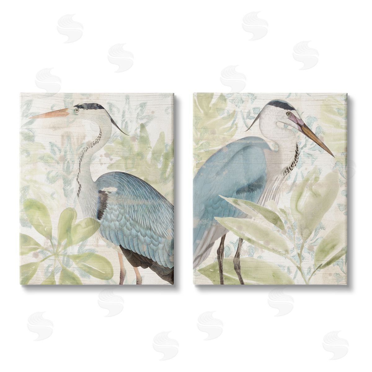 June Erica Vess Cranes & Tropical Plants Canvas Wall Art