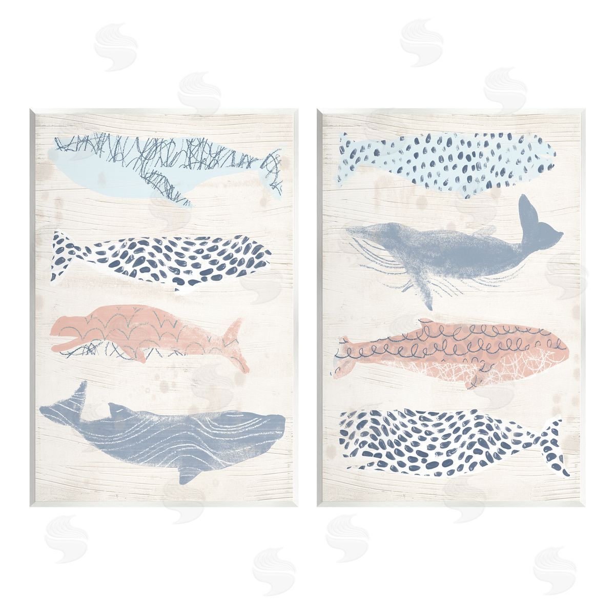 June Erica Vess Rustic Patterned Sea Life Wall Plaque Art