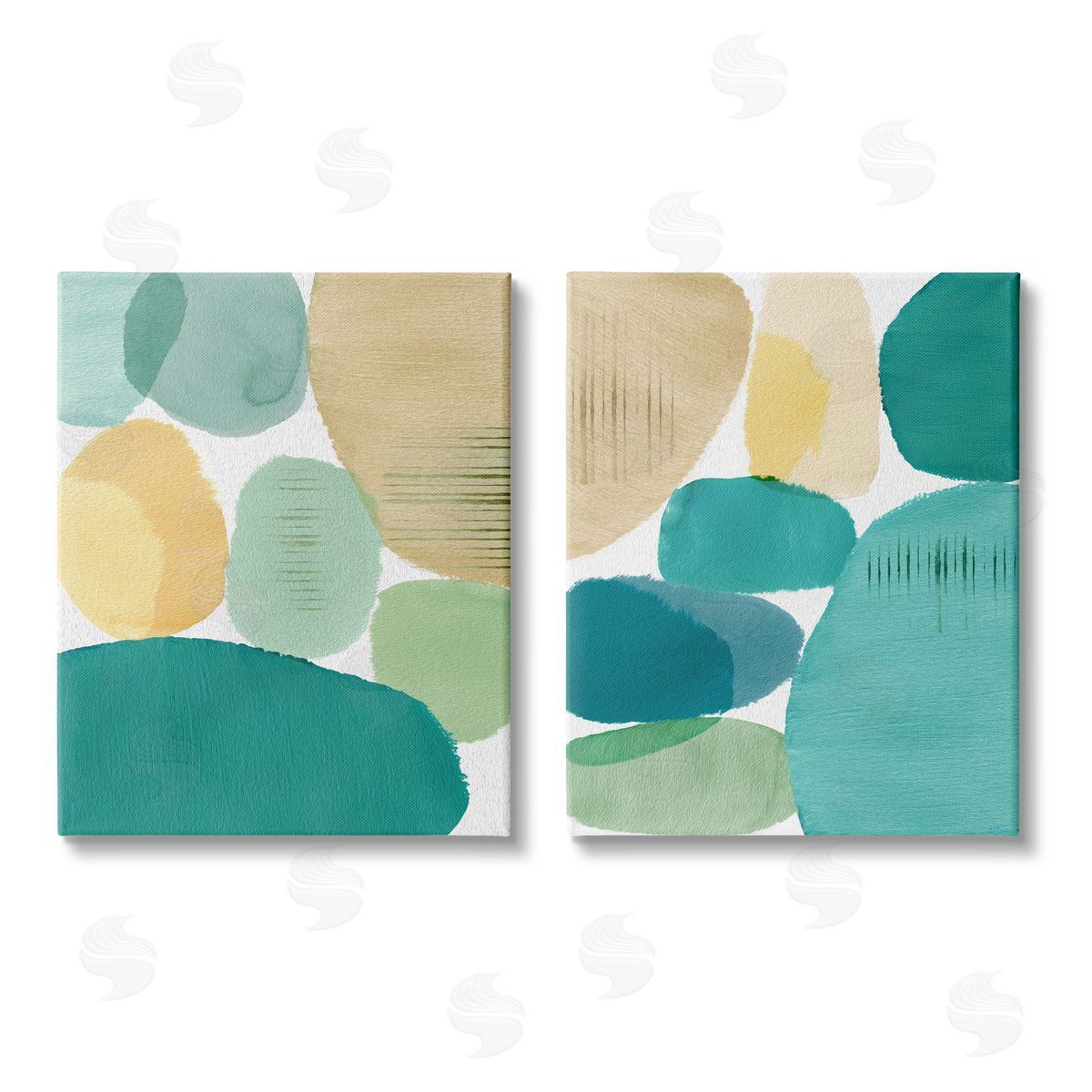 Flora Kouta Abstract Green Geometric Canvas Wall Art