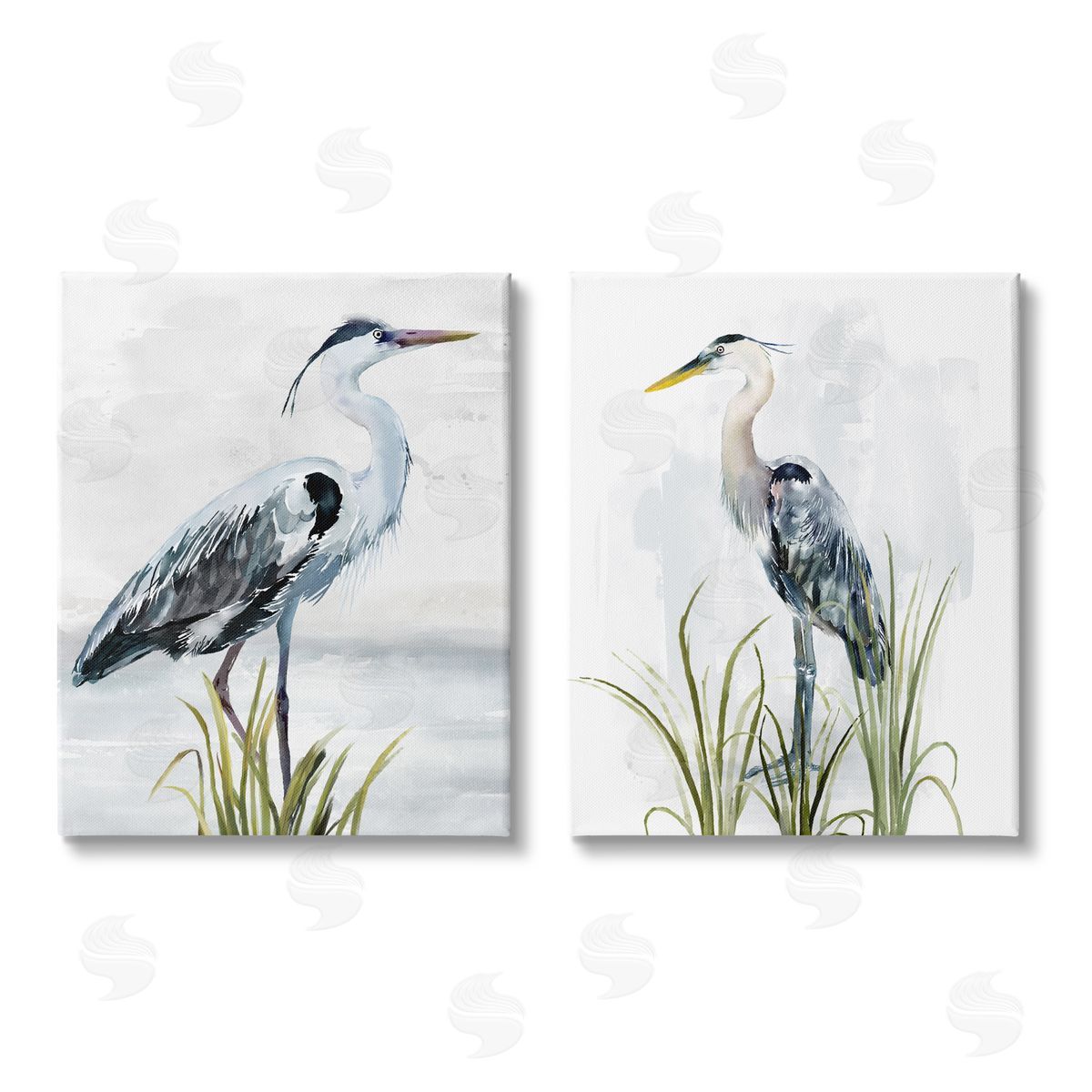 Carson Lyons Soft Nautical Egrets Canvas Wall Art Print