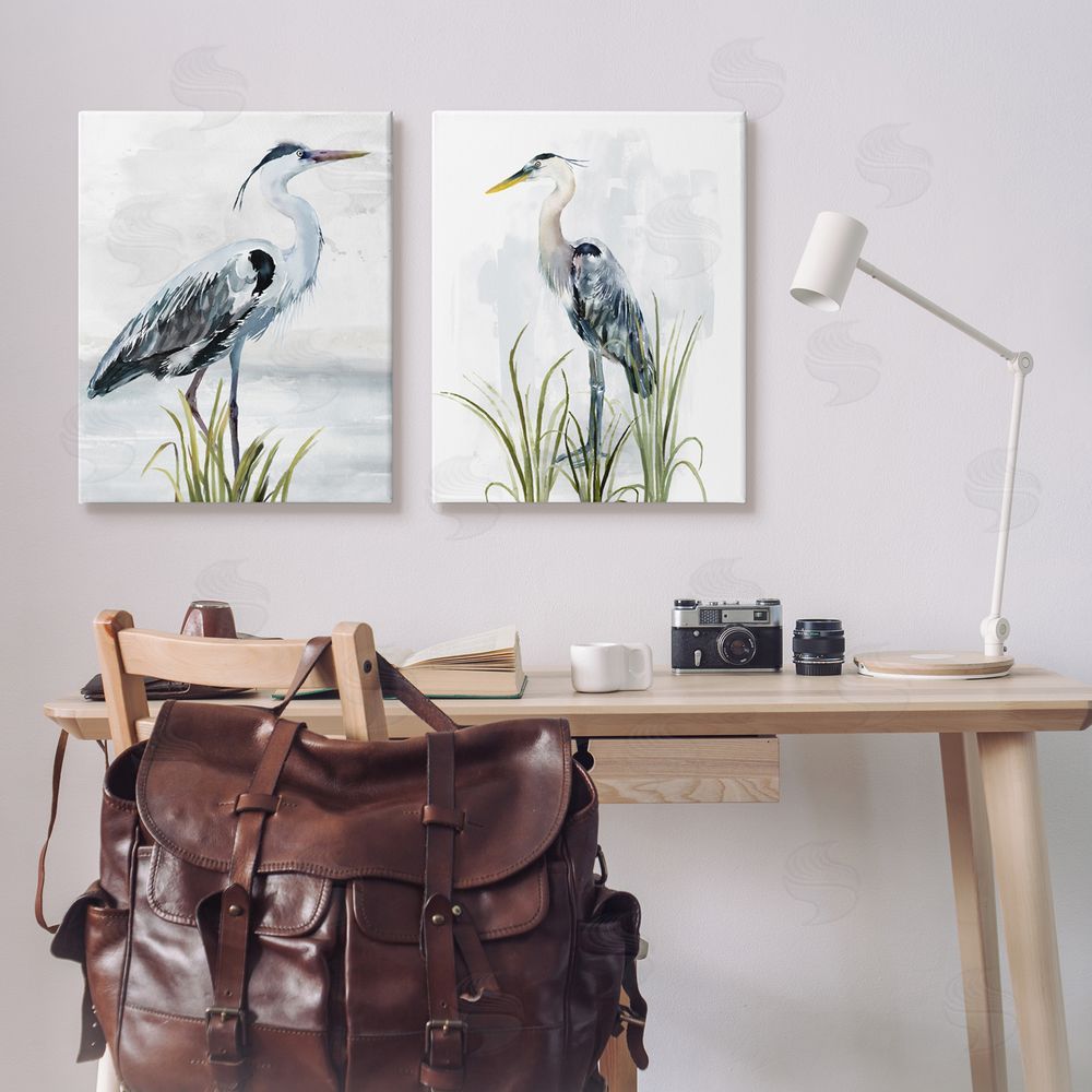 Carson Lyons Soft Nautical Egrets Canvas Wall Art Print in Room