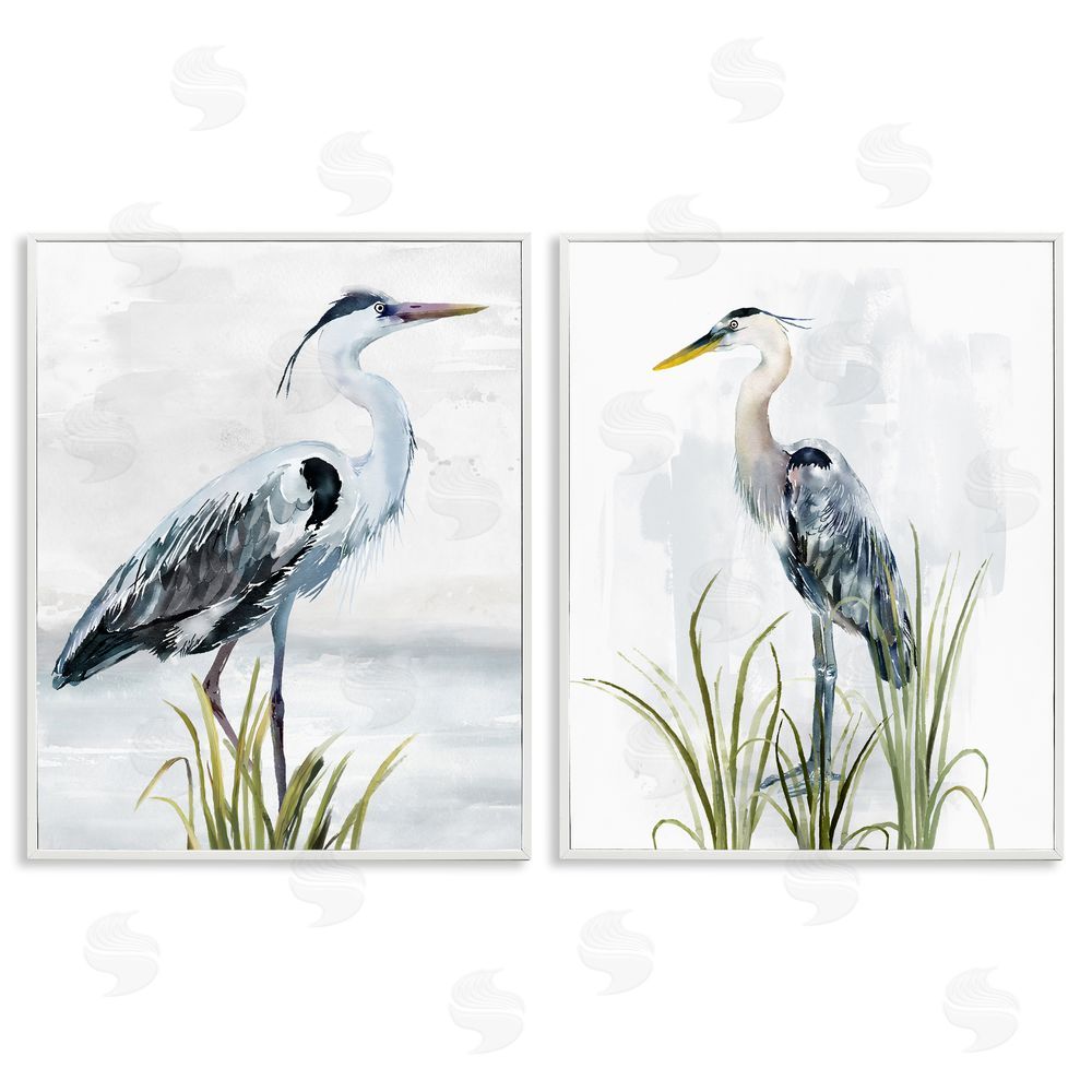 Carson Lyons Soft Nautical Egrets White Framed Giclee Wall Art Print