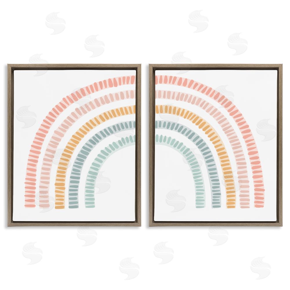 Stupell Studio Patterned Rainbow Arches Brown Floating Frame Canvas Wall Art Print