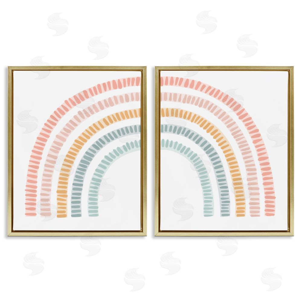Stupell Studio Patterned Rainbow Arches Gold Floating Frame Canvas Wall Art Print