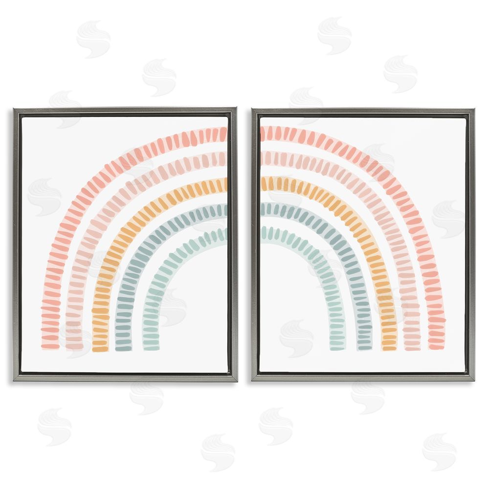 Stupell Studio Patterned Rainbow Arches Gray Floating Frame Canvas Wall Art Print