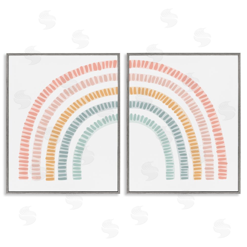 Stupell Studio Patterned Rainbow Arches Gray Framed Giclee Wall Art Print