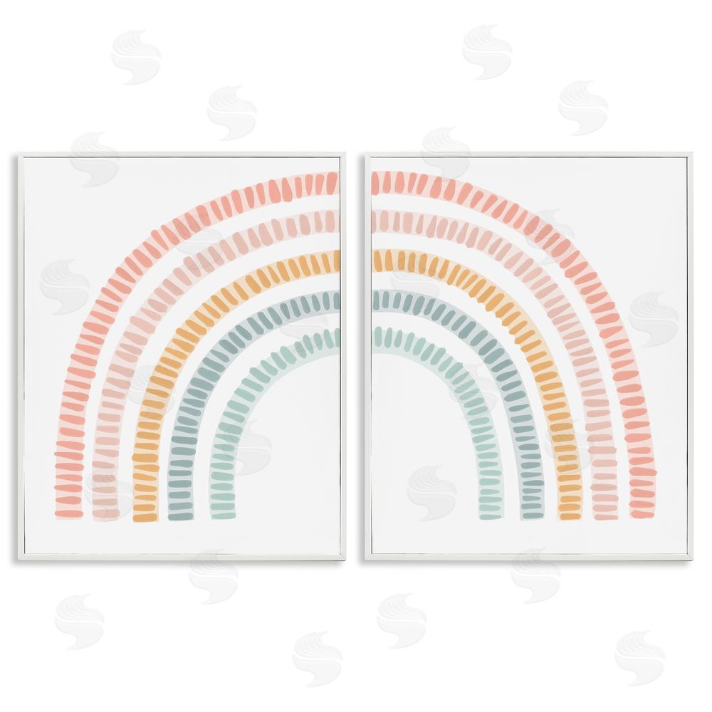 Stupell Studio Patterned Rainbow Arches White Framed Giclee Wall Art Print