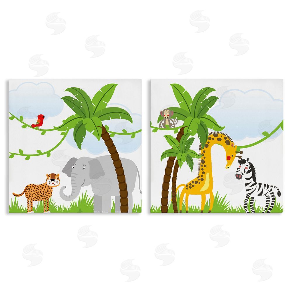 Kim Allen Jungle Animals Scene Canvas Wall Art Print
