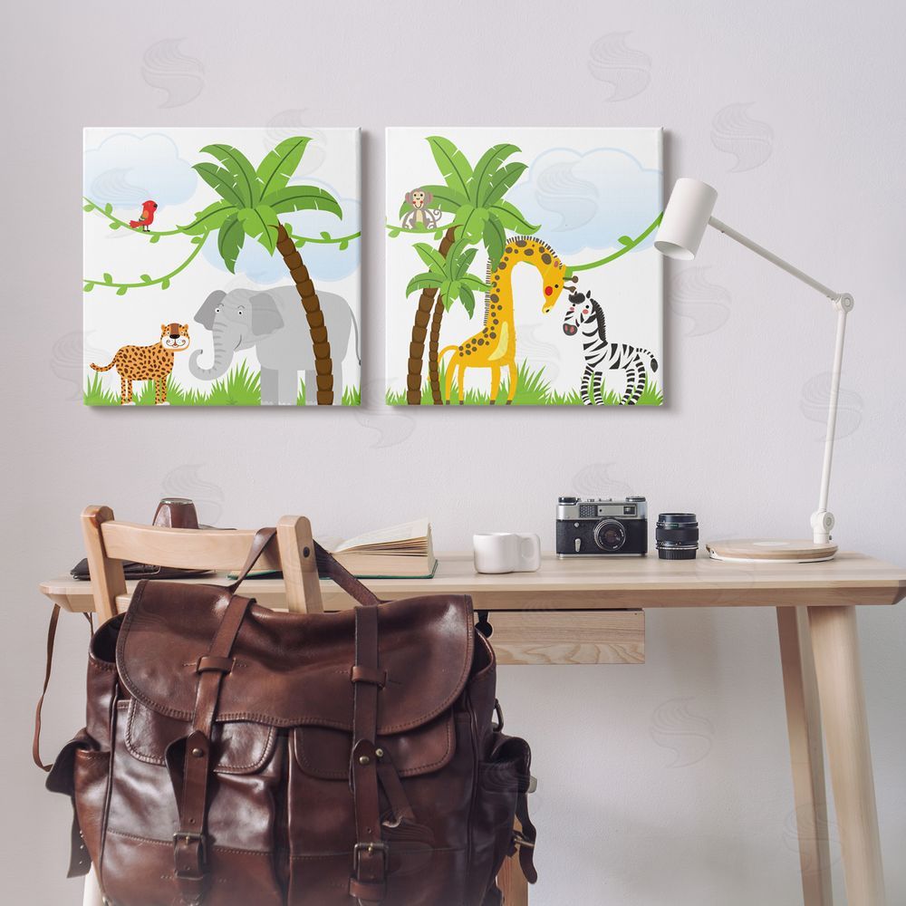 Kim Allen Jungle Animals Scene Canvas Wall Art Print in Room